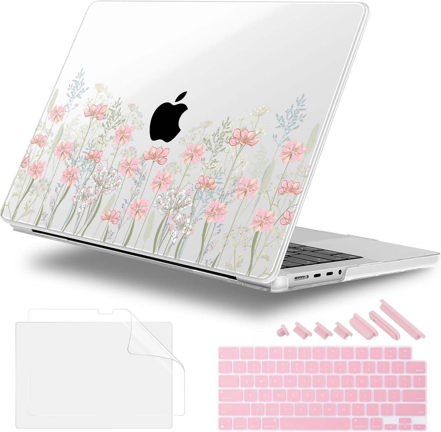 for MacBook Pro 16 inch Case 2021 2022 2023 2024 Release A3186 A3403 M4 A2991 M3 A2780 M2 A2485 M1 Pro/Max, Hard Shell Case with Screen Protector & Keyboard Cover, Floral C322