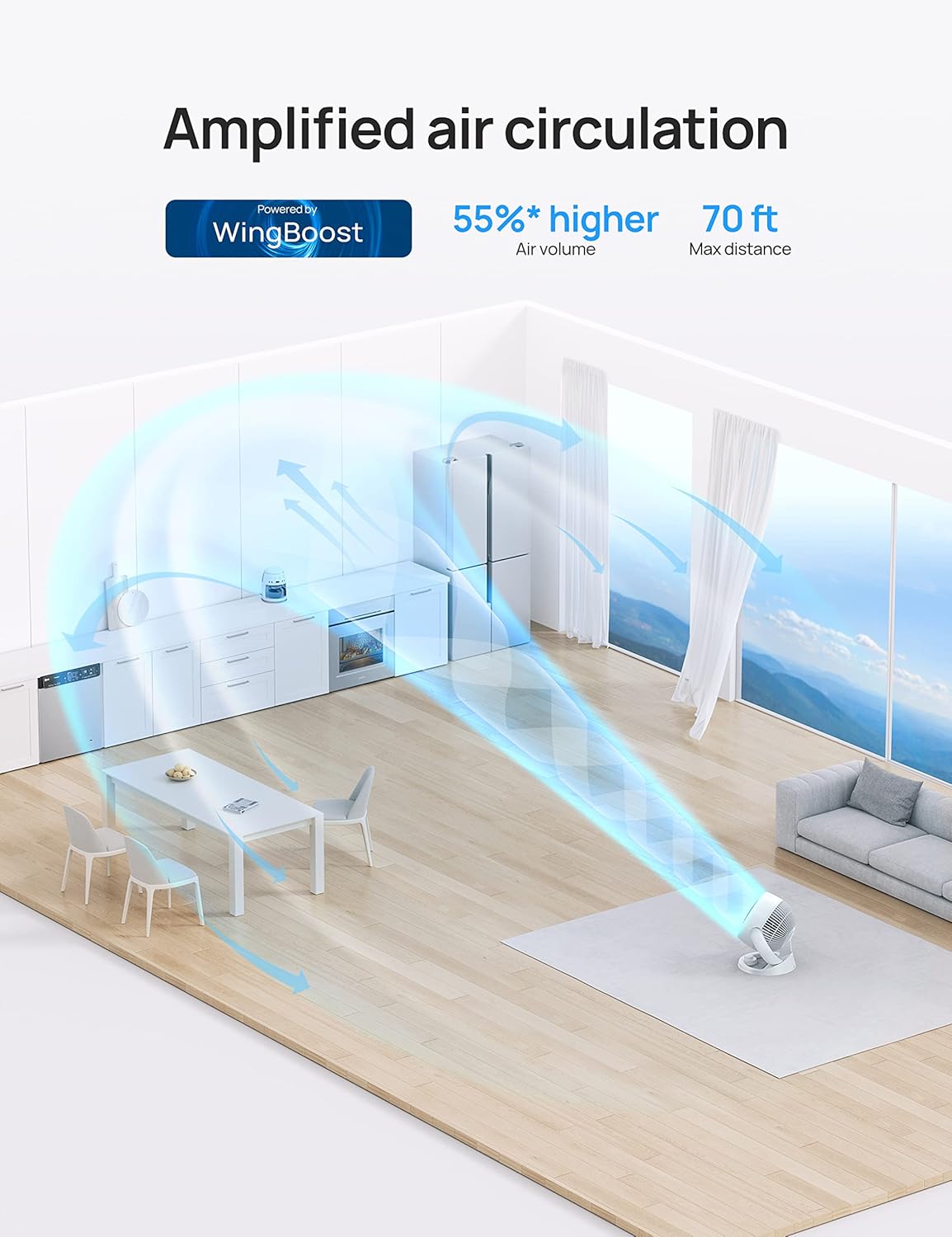 Dreo Fan for Bedroom, 12 Inches, 70ft Powerful Airflow, 28db Quiet Table Air Circulator Fans for Dorm Room, 120° Adjustable Tilt, 3 Speeds, Desktop Fan for Home, Office, Kitchen