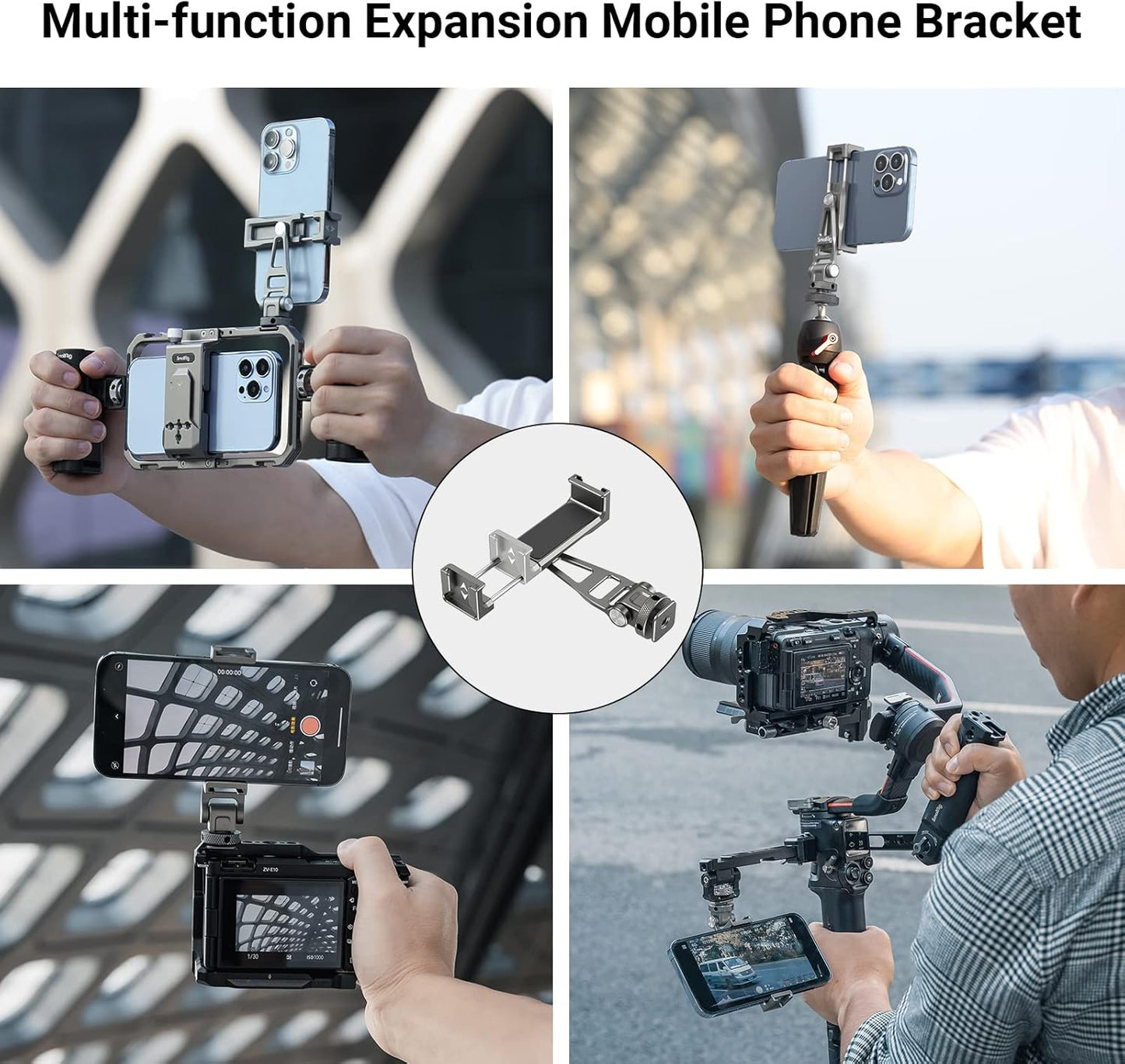 SmallRig Multifunctional Universal Cell Phone Mount Adapter, Phone Tripod Mount with Cold Shoe, Phone Holder for iPhone 16 15 14 13 12 11, Fits for Tripod Monopod Phone Cage Camera cage-3559