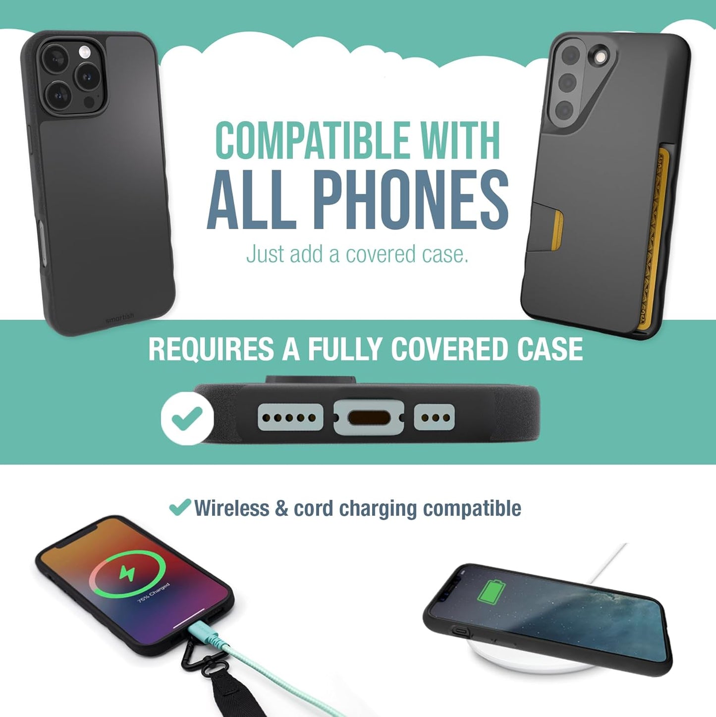 Smartish Phone Wristlet - Case Clinger - Universal iPhone Holder with Detachable Wrist Strap Loop with Phone Insert Unisex Gift for All Phone Cases iPhone, Galaxy, Pixel - So Jaded