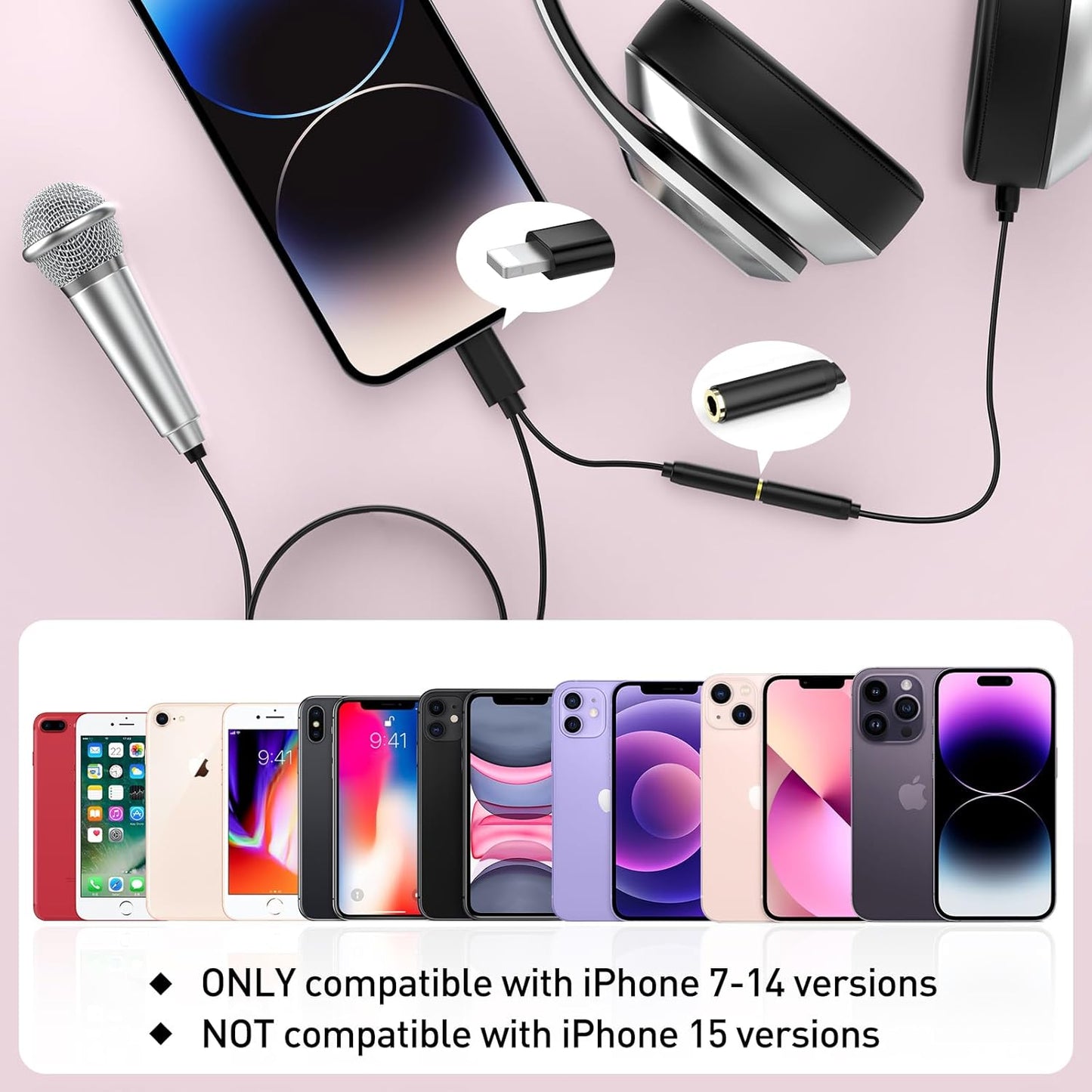 2PCS Mini Microphone for iPhone iPad Small ASMR Tiny Microphone for Voice Video Recording Singing, Vlogging, YouTube Two Mics Silver and Black