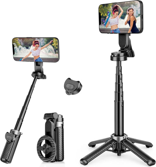 Selfie Stick for iPhone, Magnetic Tripod with Detachable Wireless Remote & Portable Tripods for iPhone - 3 in 1 Tripod for Video Recording, Live Streaming, Desktop Mobile Phone Stand