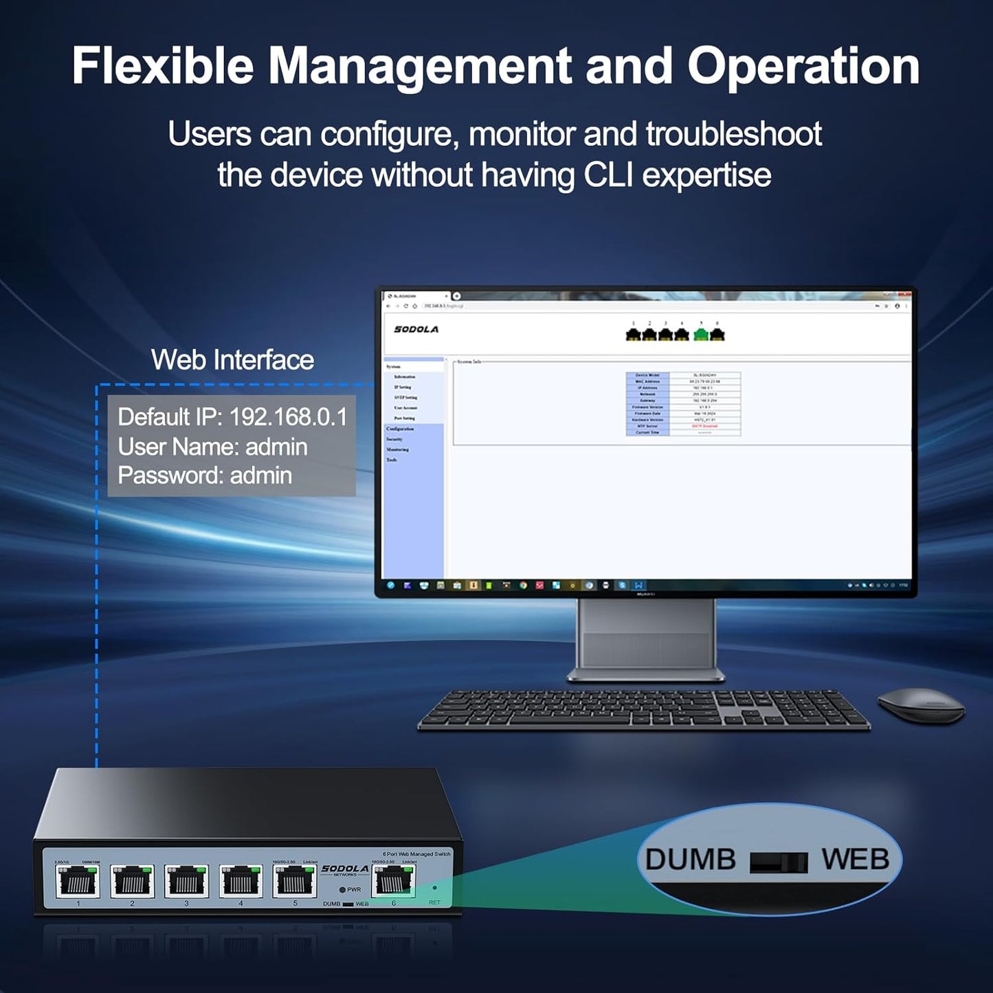 SODOLA 2.5Gb Easy Web Managed Switch, 2x10GBase-T Ports and 4x2.5GBase-T Ports, Full RJ45 Managed Ethernet Switch with Link Aggregation,VLAN,IGMP, 2.5G 10G Network Home-lab Switch