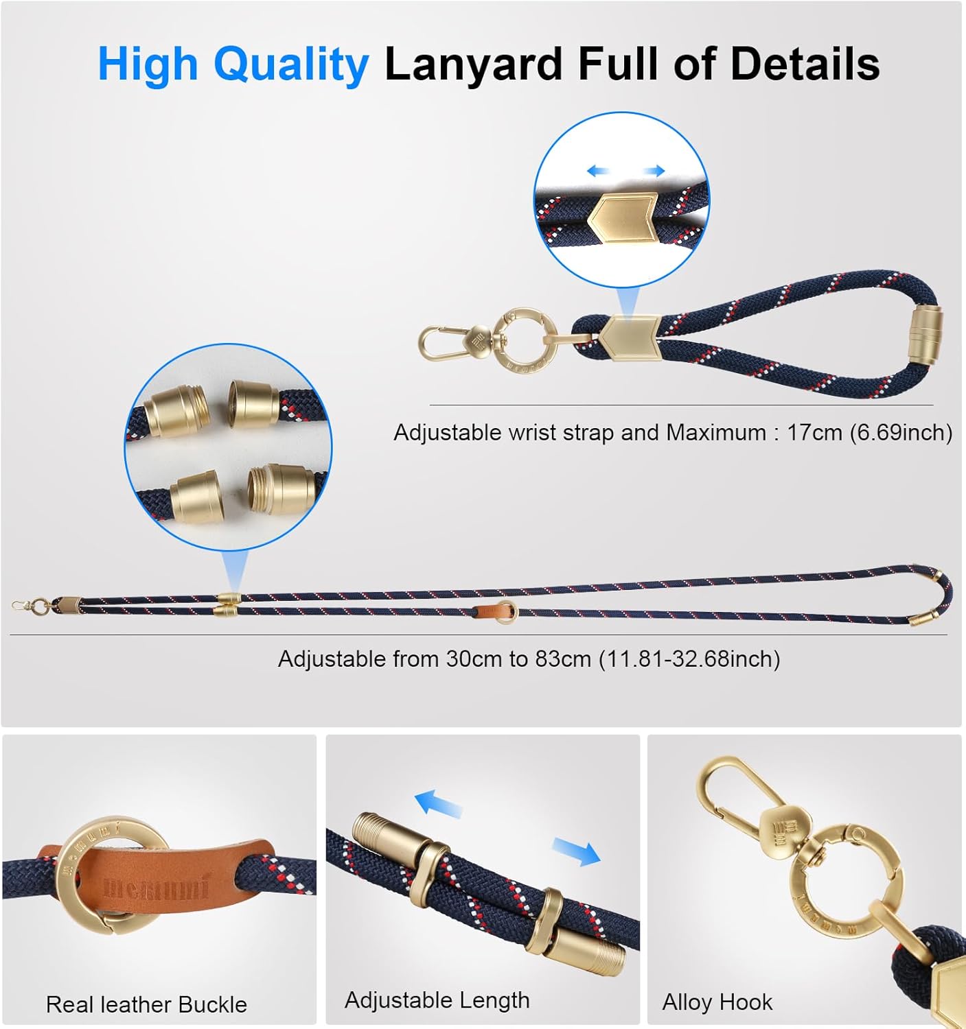 memumi 3 in 1 Universal Adjustable Phone Lanyard, Crossbody Neck Wrist Strap for All Smartphones, Anti-Theft Secure Lanyard