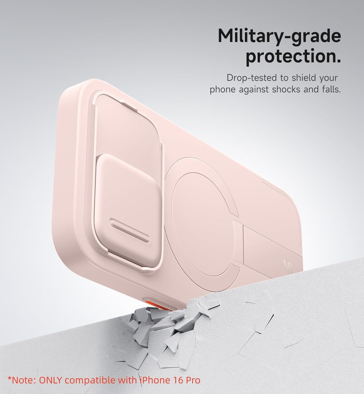 SURITCH for iPhone 16 Pro Case with Slide Camera Cover and Adjustable Kickstand, Compatible with MagSafe Protective Cover 6.3 Inch,Pink (ONLY Compatible with iPhone 16 Pro)