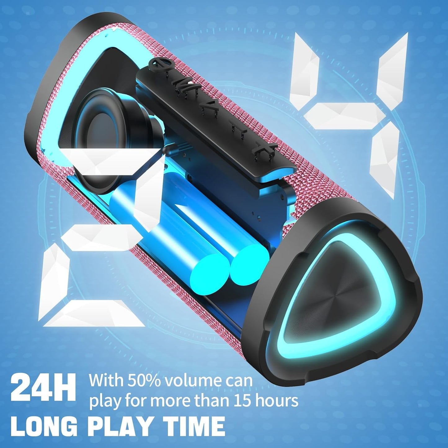 Vanzon Bluetooth Speakers V40 Portable Wireless Speaker V5.0 with 24W Loud Stereo Sound, TWS, 24H Playtime & IPX7 Waterproof, Suitable for Travel, Home&Outdoors-Pink