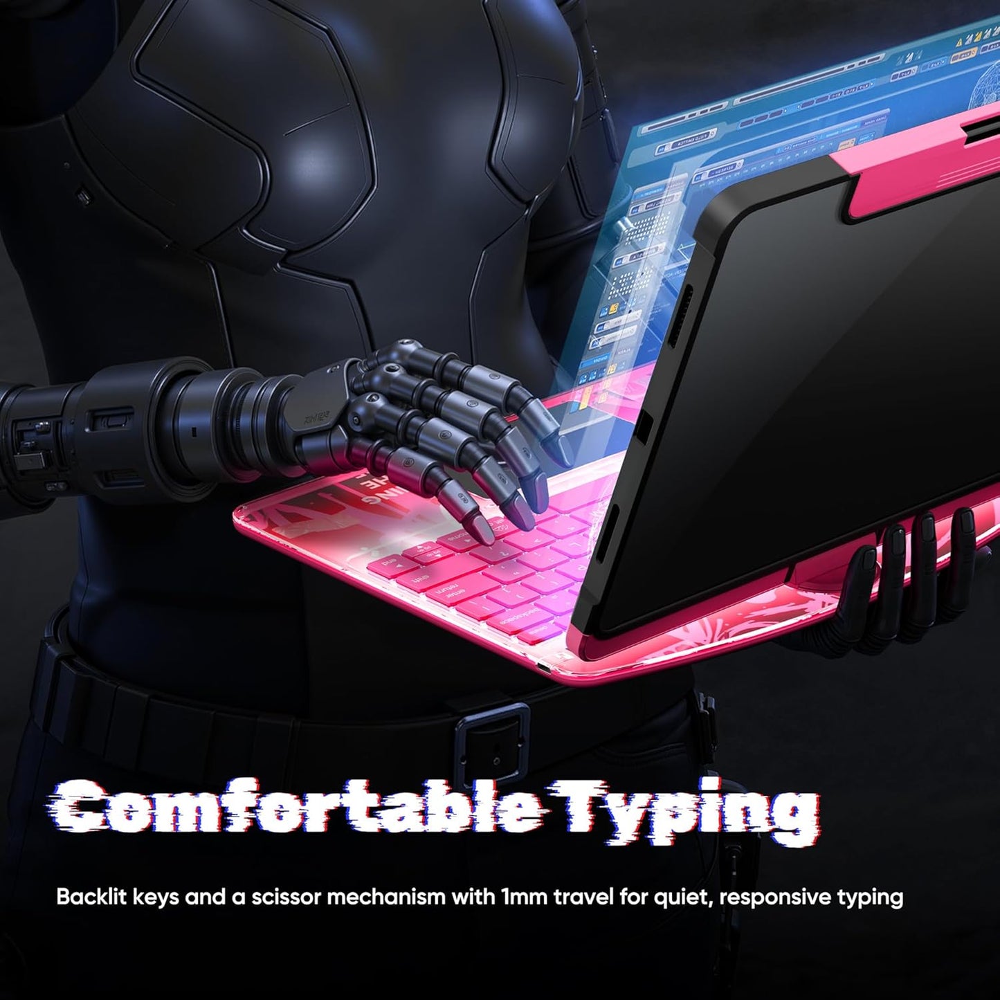 KITONE Transparent Case with Wireless Keyboard for iPad Air 13-in.(M3/M2, 2025/2024), 7 Colors Backlight, Trackpad, 360°Rotating Stand for iPad Pro 12.9-in (6/5/4/3 Gen), Tech Style