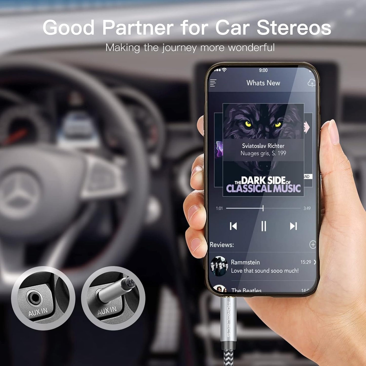 3.5mm Headphone Extension Cable 20ft, Nylon Braided Aux Cord Extender for Smartphones, Tablets, Media Players (No Mic Support)