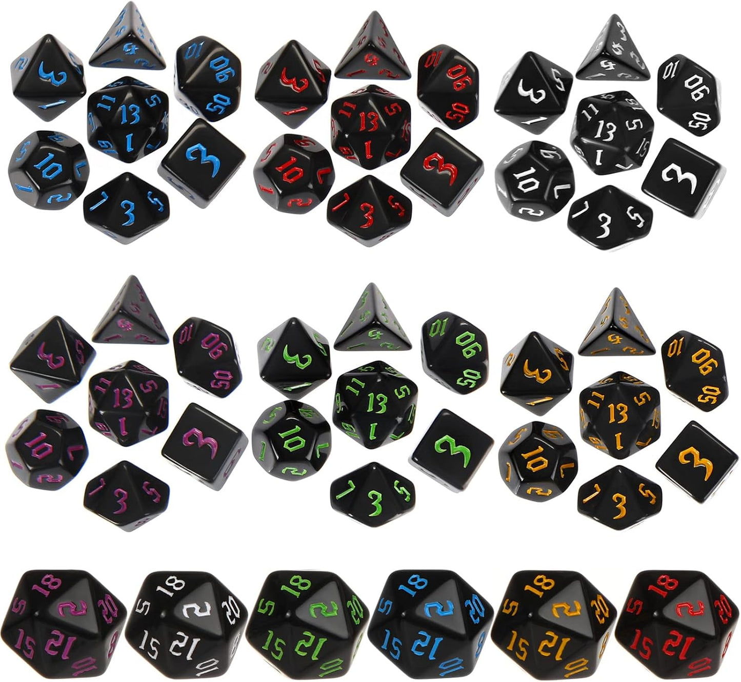 Yilloog 700 Pcs Compatible with DND Dice Sets Bulk Polyhedral Dice with Drawstring Bag Dice Multi Role Playing Table Game D4 D6 D8 D10 D% D12 D20 Compatible with Dungeons and Dragons (Assorted Style)
