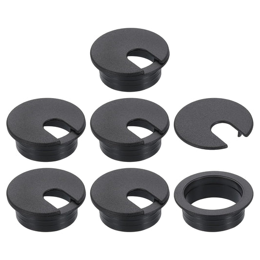 uxcell 6 Pcs 35mm (1.38 Inch) Desk Grommet, Plastic Cable Hole Cover, Wire Cord Cable Organizer for Home Office Computer Desk Cabinet, Black