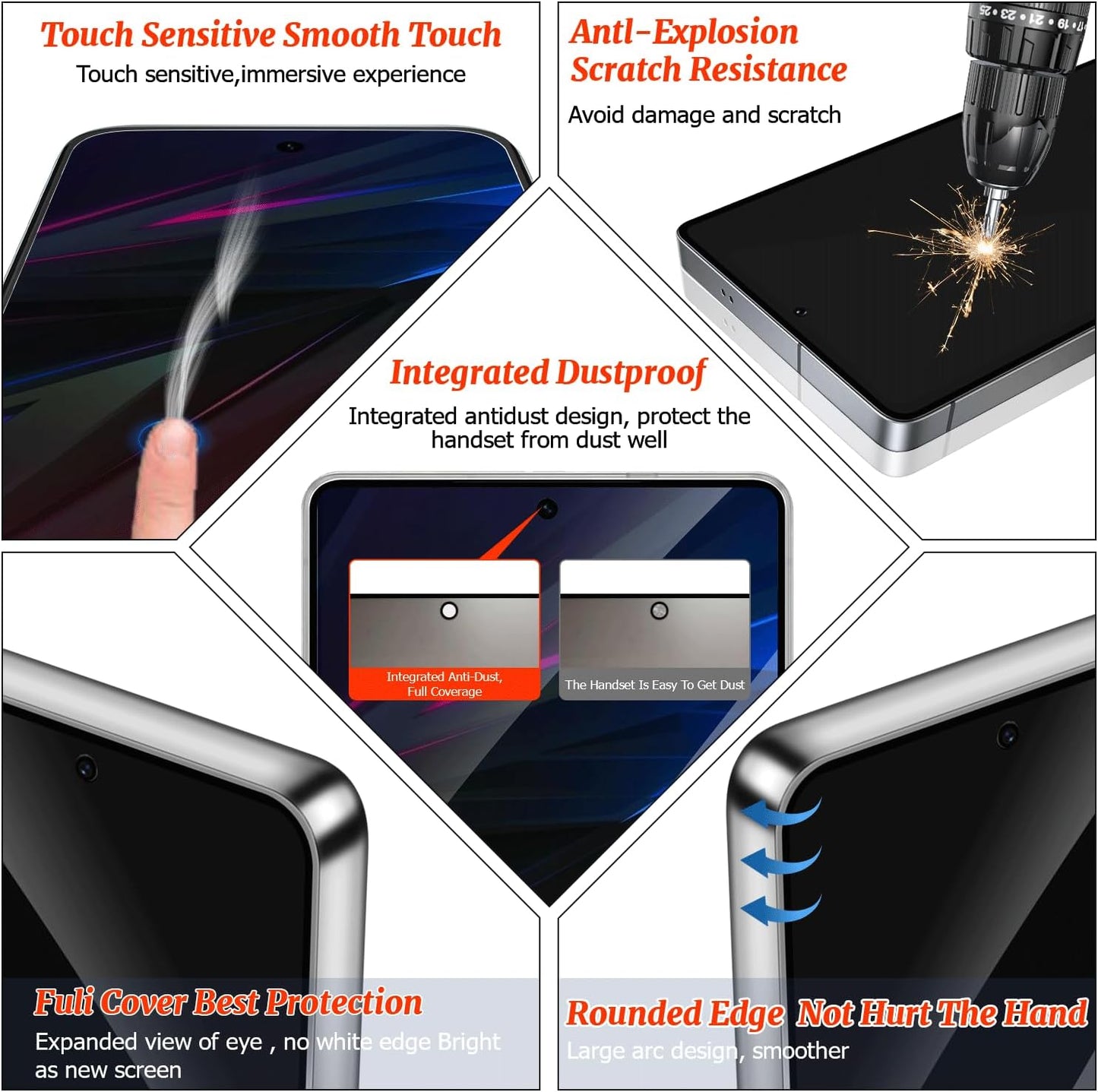 3 Pack Galaxy S25 Ultra Privacy Anti spy Screen Protector, ,9H Hardness Tempered Glass,Anti-Glare Anti-Scratch, Smooth and Responsive Absolute, No Bubbles,High Definition Clear,With Installation Frame