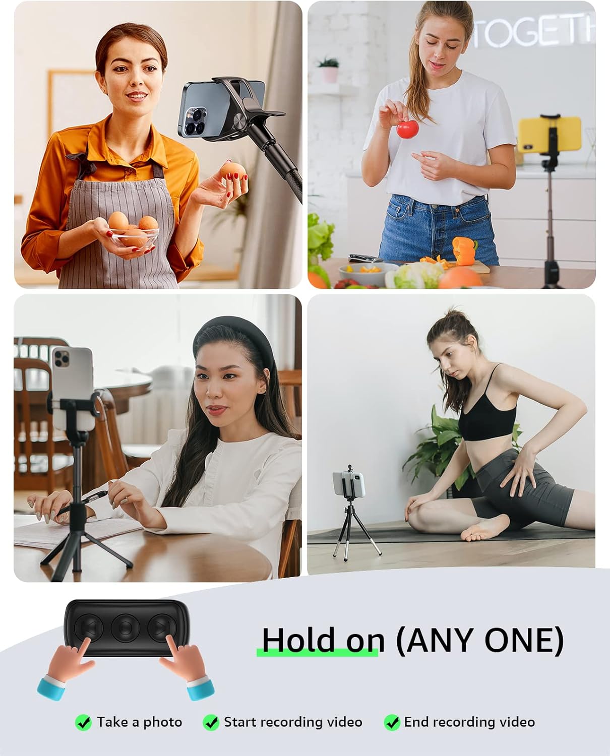 Fingertip Bluetooth Remote Control TIK TOK Wireless Page Turner TYUOBOX Camera Remote Shutter Selfie Button Controller with Charging Case for iPhone Android Ipad Cell Phone (Black)