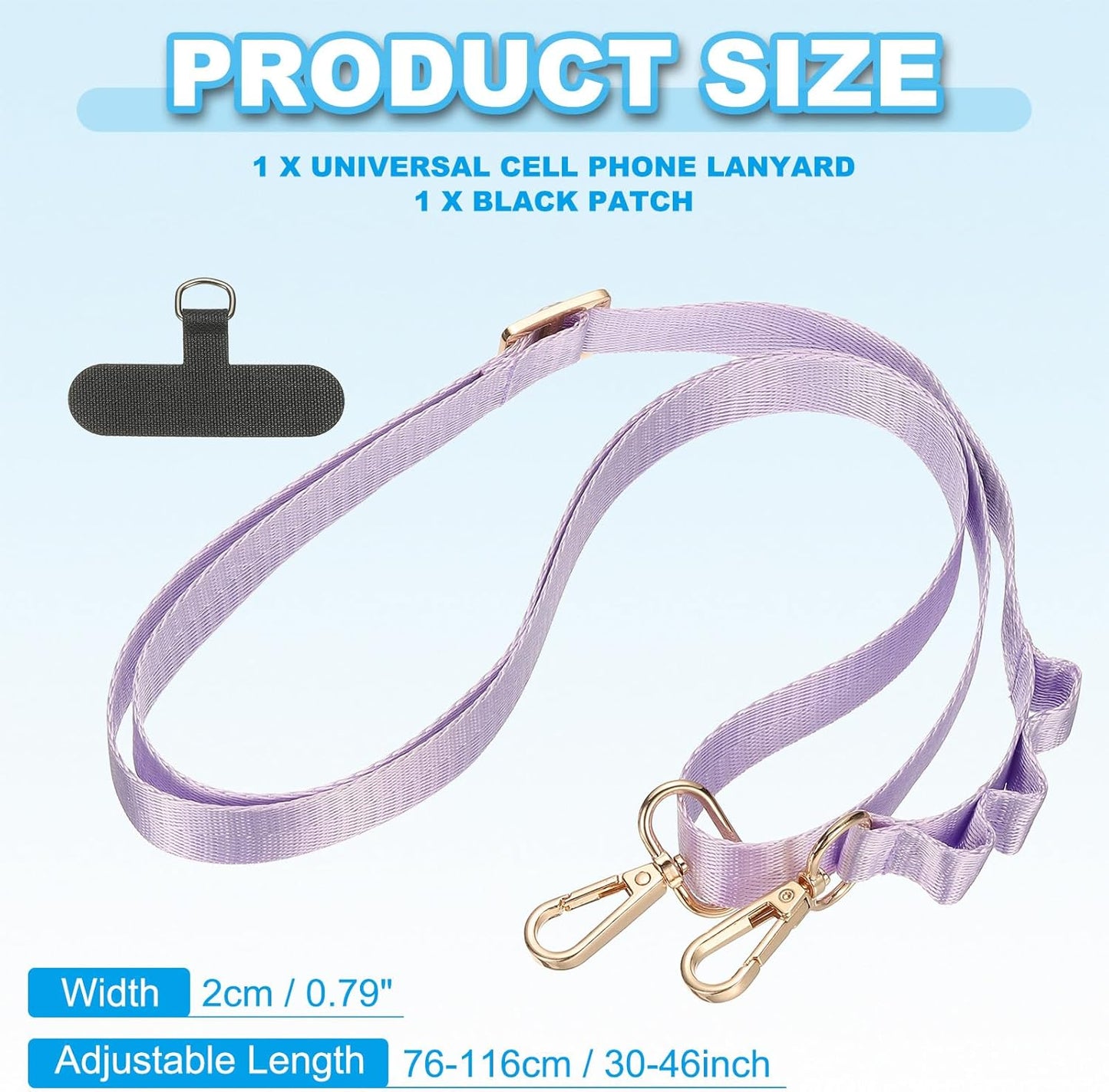 PATIKIL Universal Cell Phone Lanyard, Adjustable Crossbody Phone Strap Anti-Theft Polyester Neck Lanyard with Patches for Concerts Gym Travel Secure Hands-Free Carry, Purple