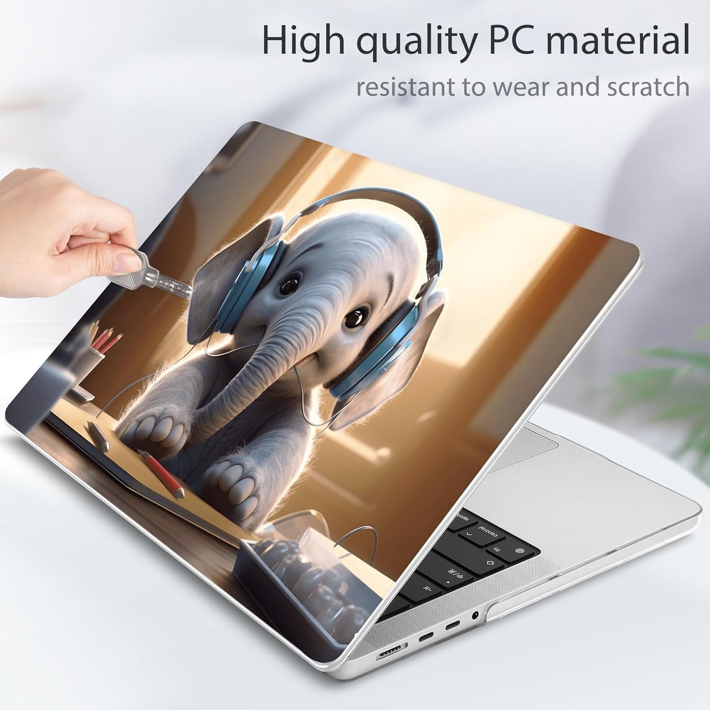 Tuiklol for M4 MacBook Pro 14 Inch Case 2024-2021 Release A3112 A3401 A3185/M3 A2918 A2992/M2 A2779/M1 A2442 Pro/Max Chip,Hard Shell Case with Screen Protector for Touch ID, Elephant