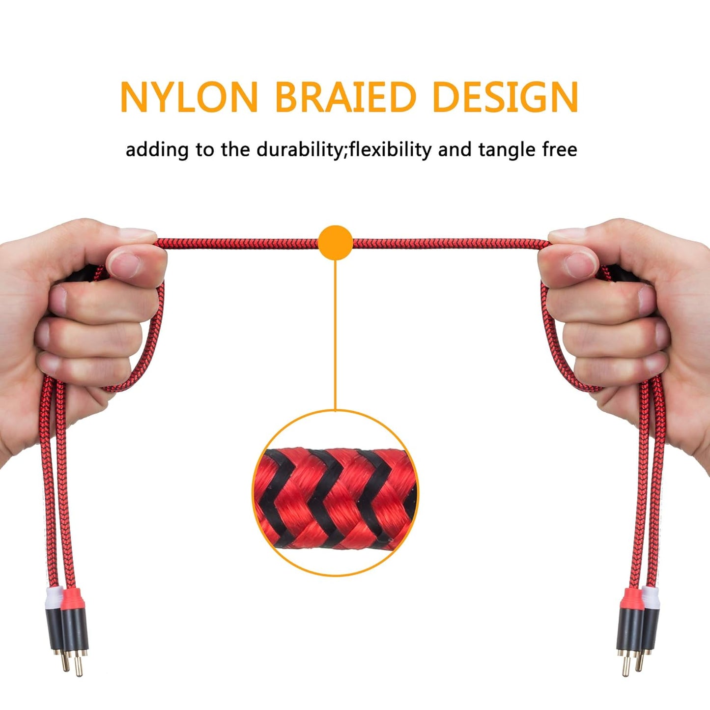 RCA Cable 12Ft,2Rca Male to 2-Rca Male Audio Stereo Subwoofer Cable [Hi-Fi Sound] Nylon-Braided Auxiliary Audio Cord for Home Theater, HDTV, Amplifiers, Hi-Fi Systems,Speakers and etc(12Ft/4M)