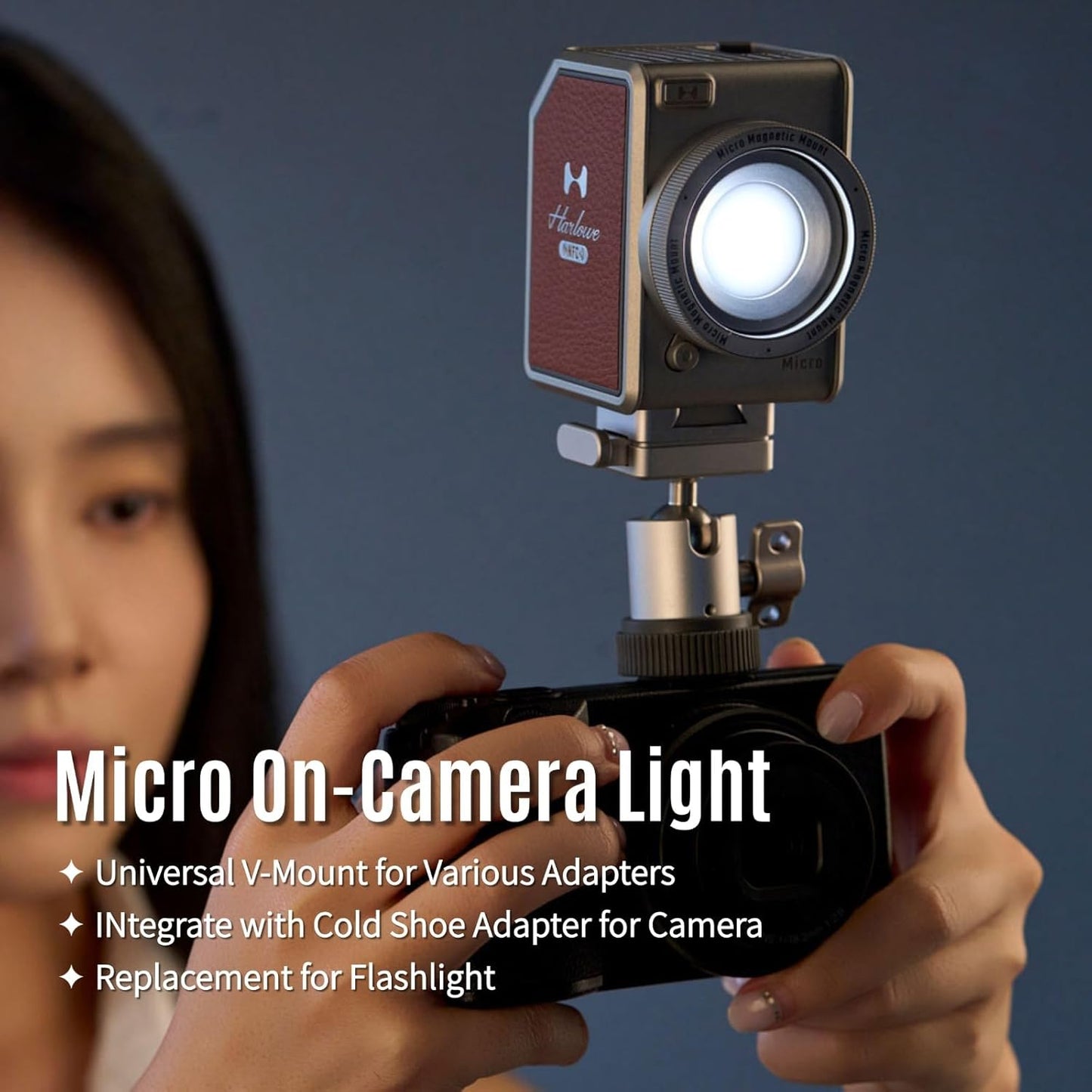 Harlowe Micro Portable Led Light for Camera 8W Bi-Color 2700K-6500K CRI/TLCI 96+ Small Camera Lighting Kit Mini Cube Fill Light for Photography and Video Recording Micro Creator Kit