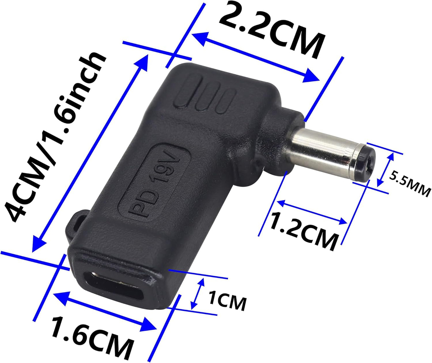 90W PD Type C to DC5521 Power Converter USB C to DC 5521 Laptop Charging Adapter 19V 4A Type C Female to DC 5.5 x 2.1mm Male Power Adapter for Studio and Travel [PD-5521]