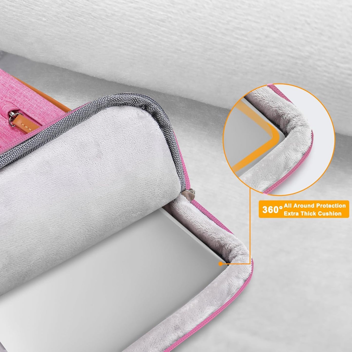 MOSISO 360 Protective Laptop Shoulder Bag,13-13.3 inch Computer Bag Compatible with MacBook, HP, Dell, Lenovo, Asus Notebook,Side Open Messenger Bag with 4 Zipper Pockets&Handle, Rose Red