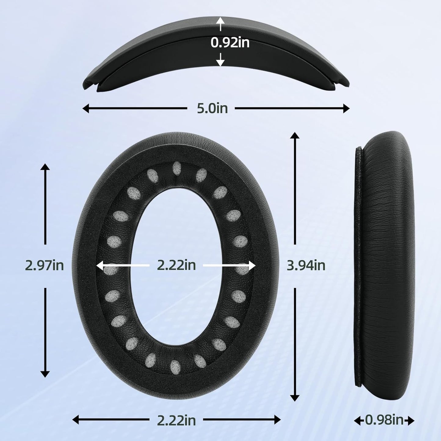 Replacement Headband Cushion and Earpads for Bose QC35 QC45 Headphones with Noise Isolation Memory Foam (Black)