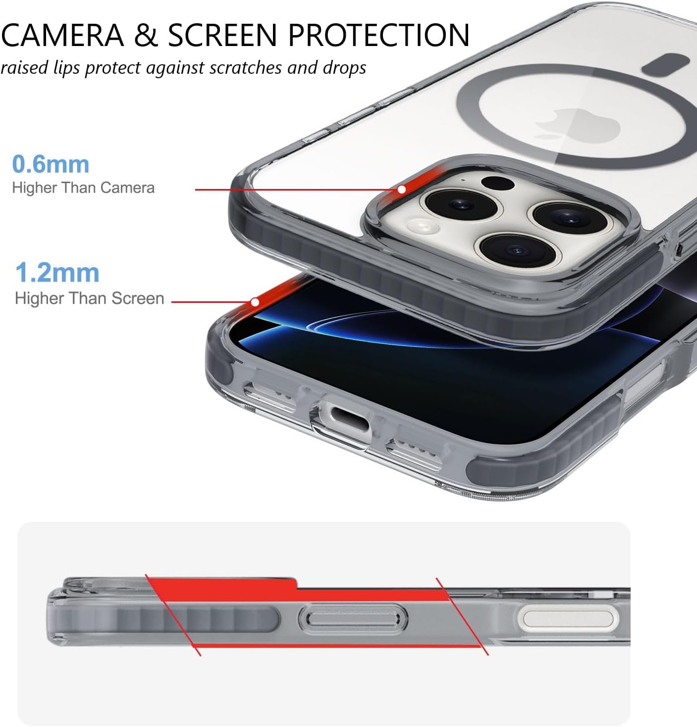 BELTRON Belt Case for iPhone 16 Pro, Slim Protective Transparent Case & Rotating Belt Clip Holster Combo (Compatible with MagSafe)