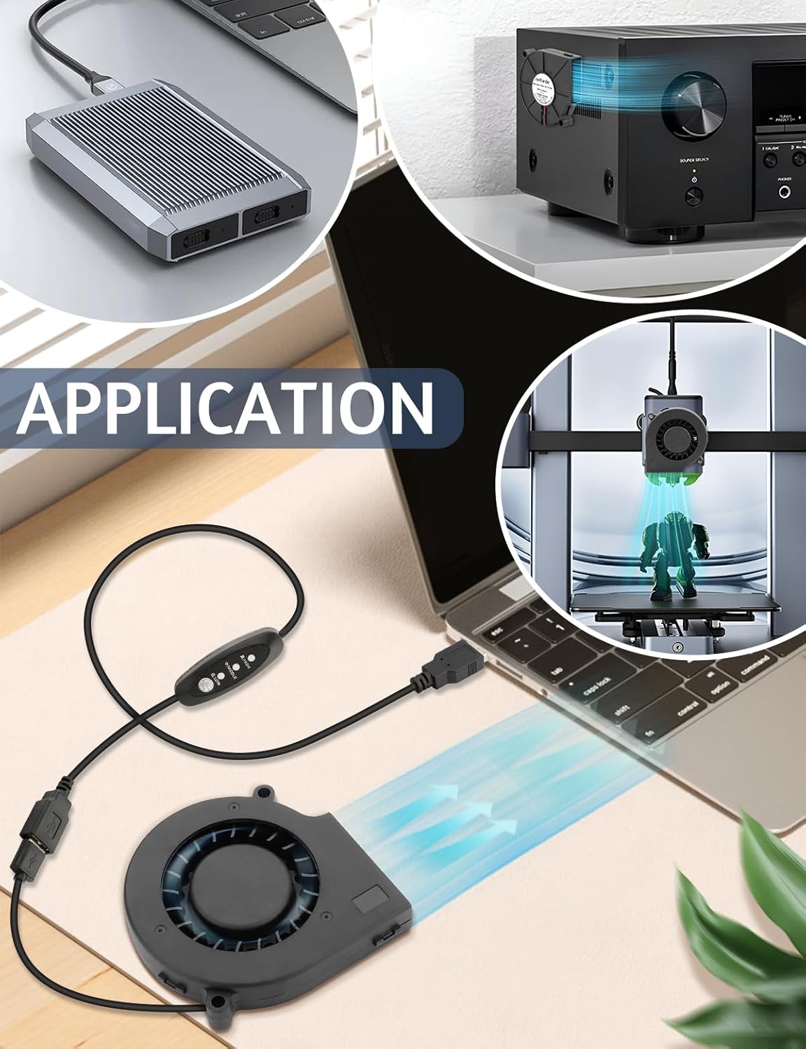 75mm x 15mm USB Cooling Blower Fan 5V DC Brushless Small Computer Case Fan for Cooling 3D Printer Helmet Hard Drive CPU PC Electronics Cabinet*