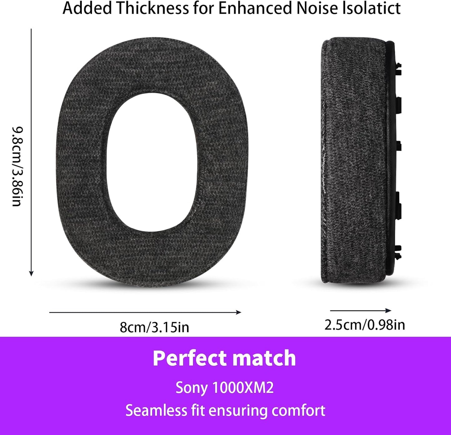 Skin-Friendly Cotton Replacement Earpads for Sony WH-1000XM2/MDR-1000X, Skin-Friendly Cotton Ear Pads Cushions with High-Density Noise Isolation Foam, Keep Warm (Dark Gray)