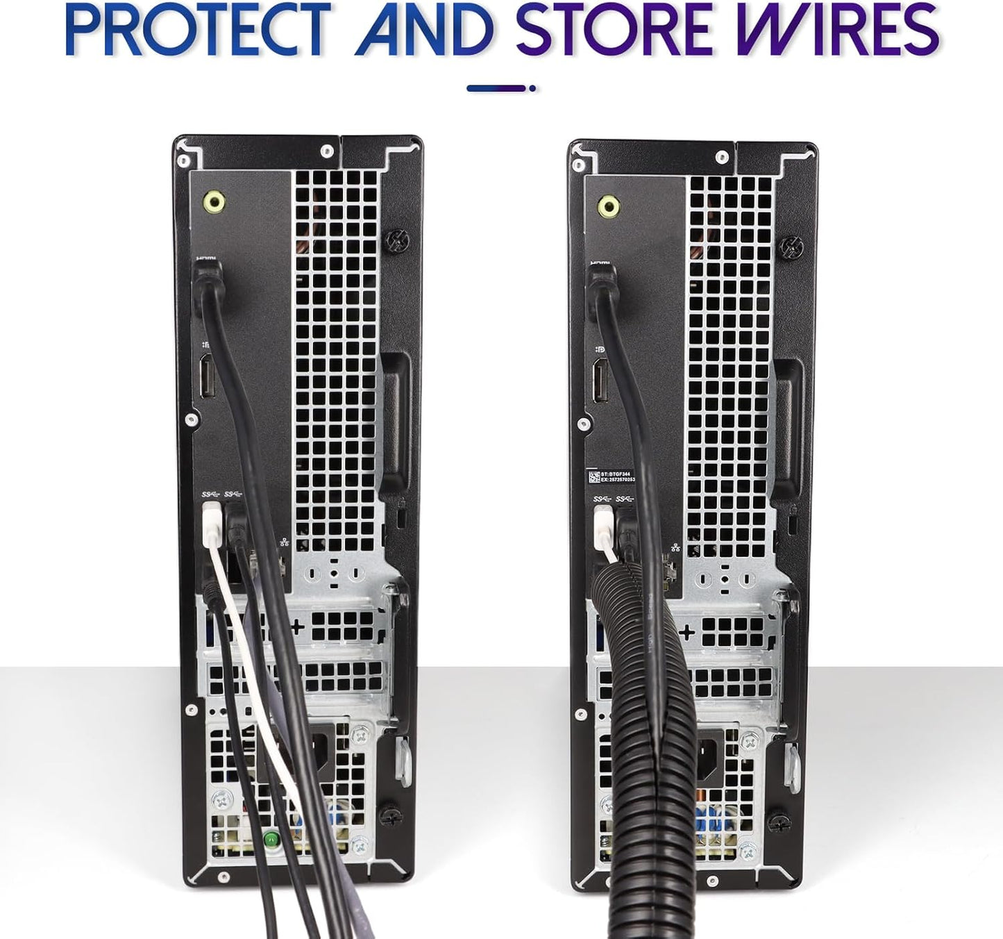 Split Wire Loom Tubing,10,25ft Cord Protectors from Pets No Chew, Flexible Wire Covers Cord Protectors, Protective Split Cable Sleeve for Automotive Home Industrial Wires(Black, 0.46inch-10ft)