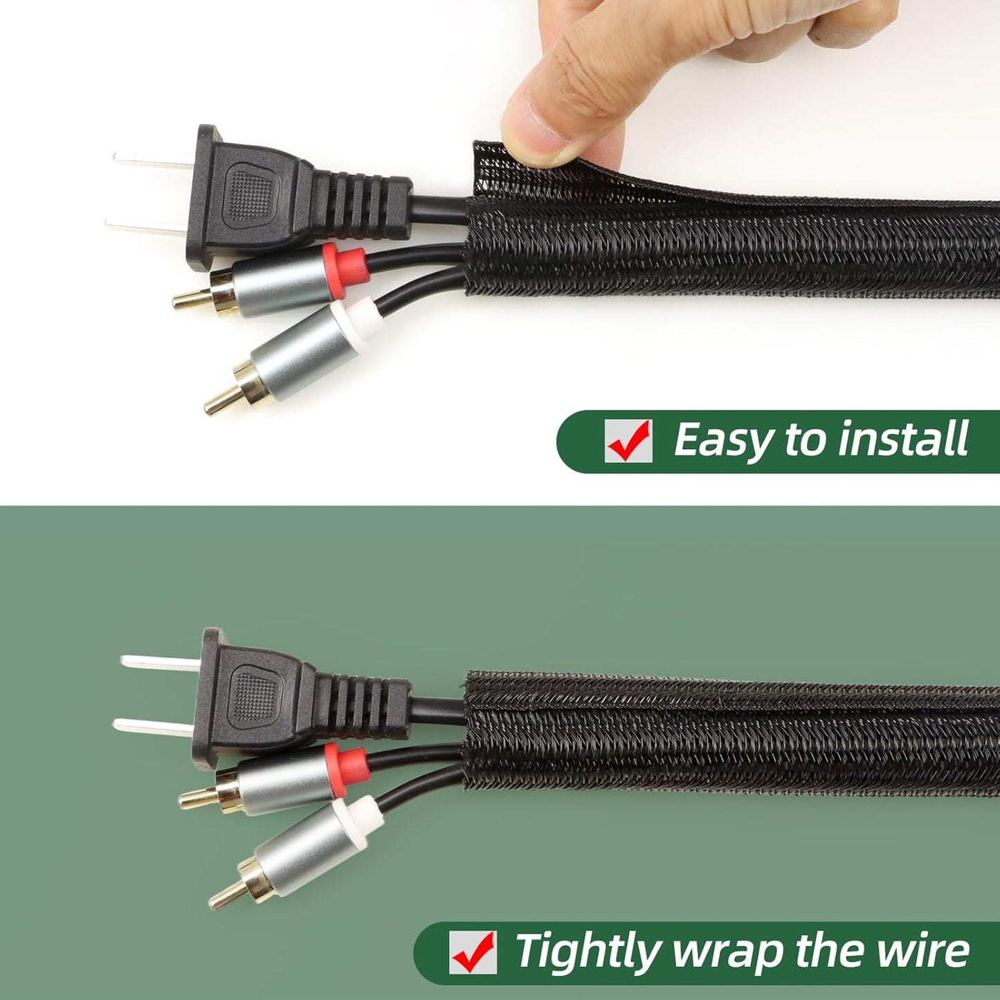 Split Wire Loom Tubing, Cable Protector Sleeve, Braided Cable Management for TV/Computer/Home Theater/Engine Bay, Cord Protectors from Pets No Chew (Black, 1.26"-25ft)