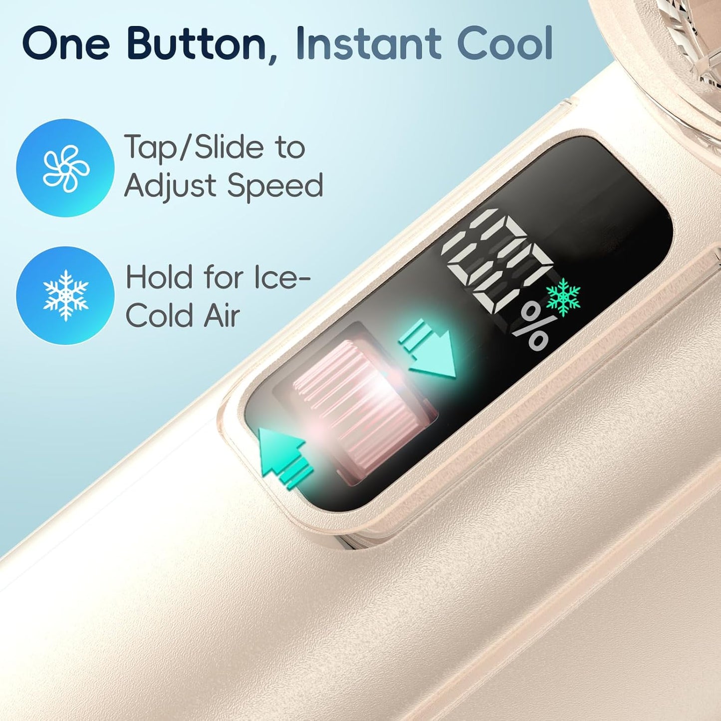 PANERGY High Speed Handheld Fan with Ice Cooler,1-100 Speed Adjustable Mini Turbo Fan, 4000mAh Battery Rechargeable & Digital Display,Gifts for Women Men Travel/Office/Beach/Camping(Beige)