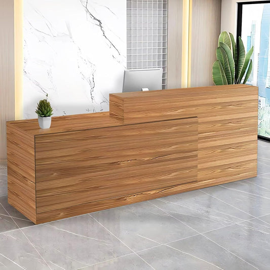 Reception Desk with Counter Modern Checkout Counter with Lockable Drawer Keyboard Tray Receptionist Desk for Office Salon Reception Table I Left 71inch/180cm