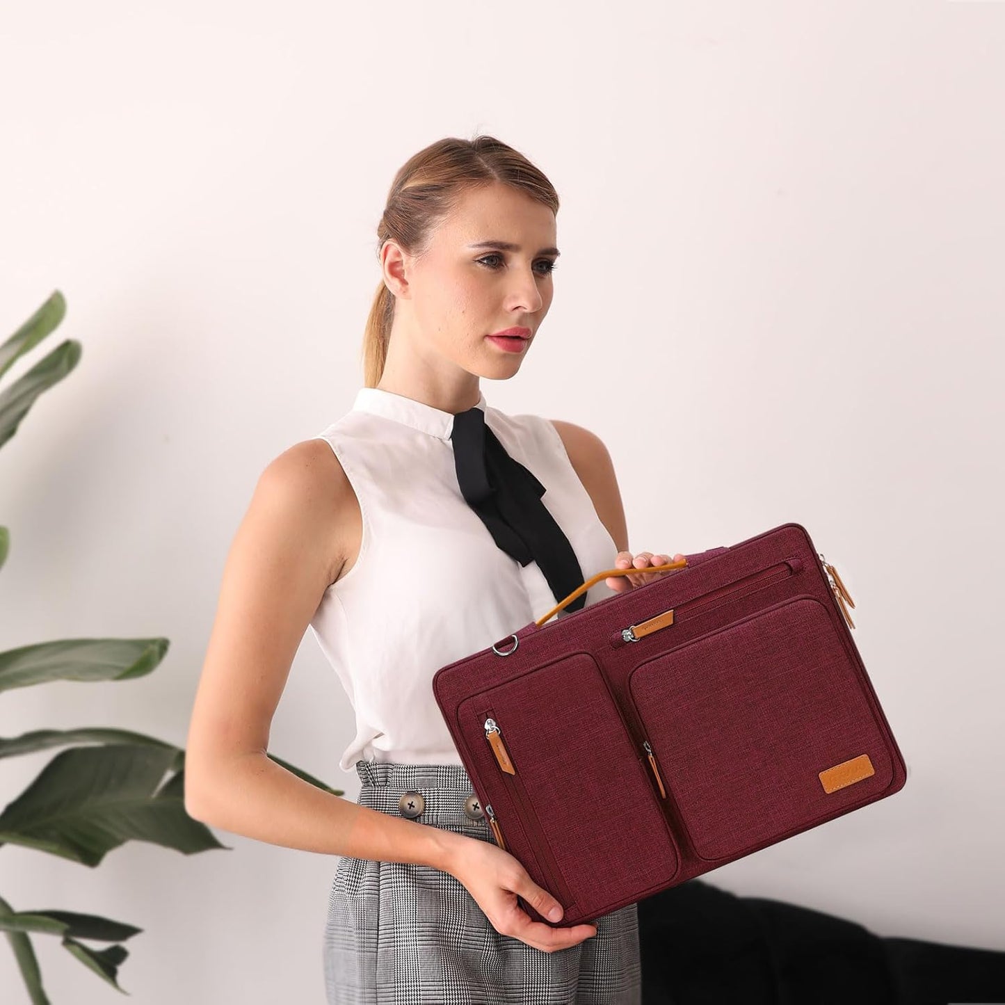 MOSISO 360 Protective Laptop Shoulder Bag,13-13.3 inch Computer Bag Compatible with MacBook, HP, Dell, Lenovo, Asus Notebook,Side Open Messenger Bag with 4 Zipper Pockets&Handle, Wine Red
