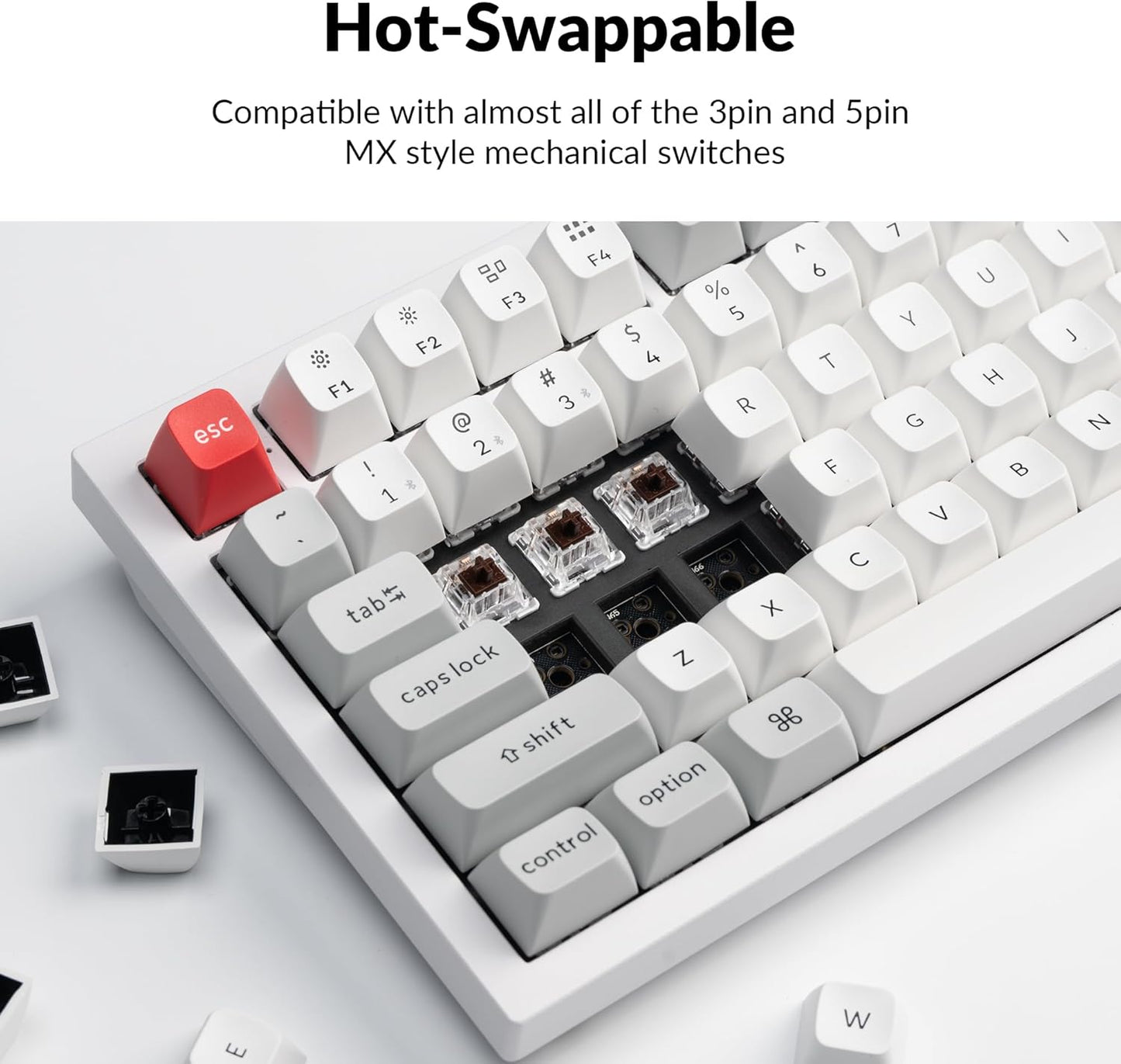 Keychron Q6 Pro Full-Size Bluetooth Custom Mechanical Keyboard for Mac Windows Linux, Full Aluminum QMK/VIA Programmable Knob KSA Double-Shot PBT Keycap Hot-Swappable Keychron K Pro Brown Switch-White