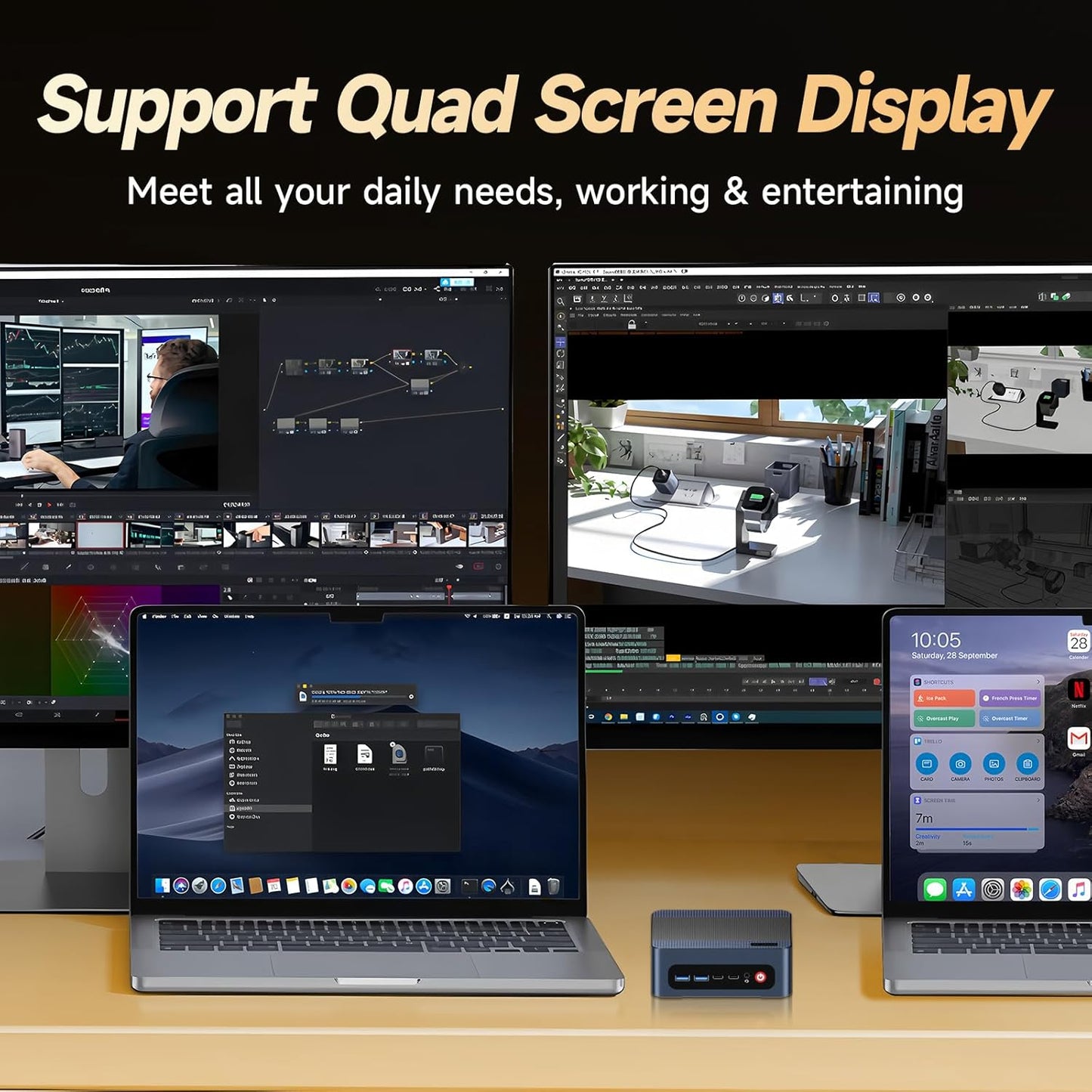 Reatan A6 AMD Ryzen 7 7840HS Gaming Mini PC, 32GB RAM DDR5 5600MHz 1TB SSD, 8C/16T, 8K Triple Displays OCuLink, Mini Computers for Gaming Home Theater Office Business (3 Year After-Sale Support)