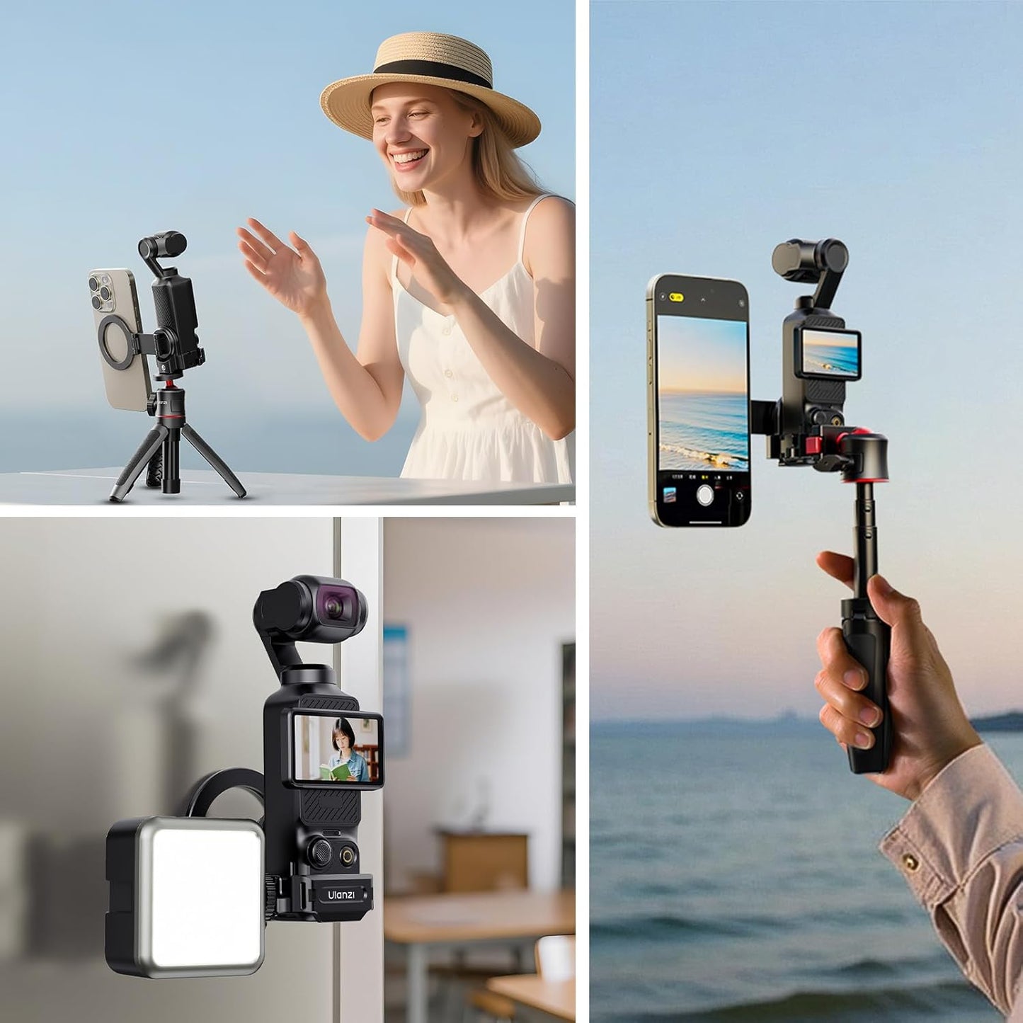 ULANZI PM01 Magnetic Mount Stand Compatible with DJI OSMO Pocket 3, Aluminium Expansion Camera Holder with Cold Shoe and 1/4'' Mount, 181/270/360° Adjustment Magnetic Adapter Pocket 3 Accessories