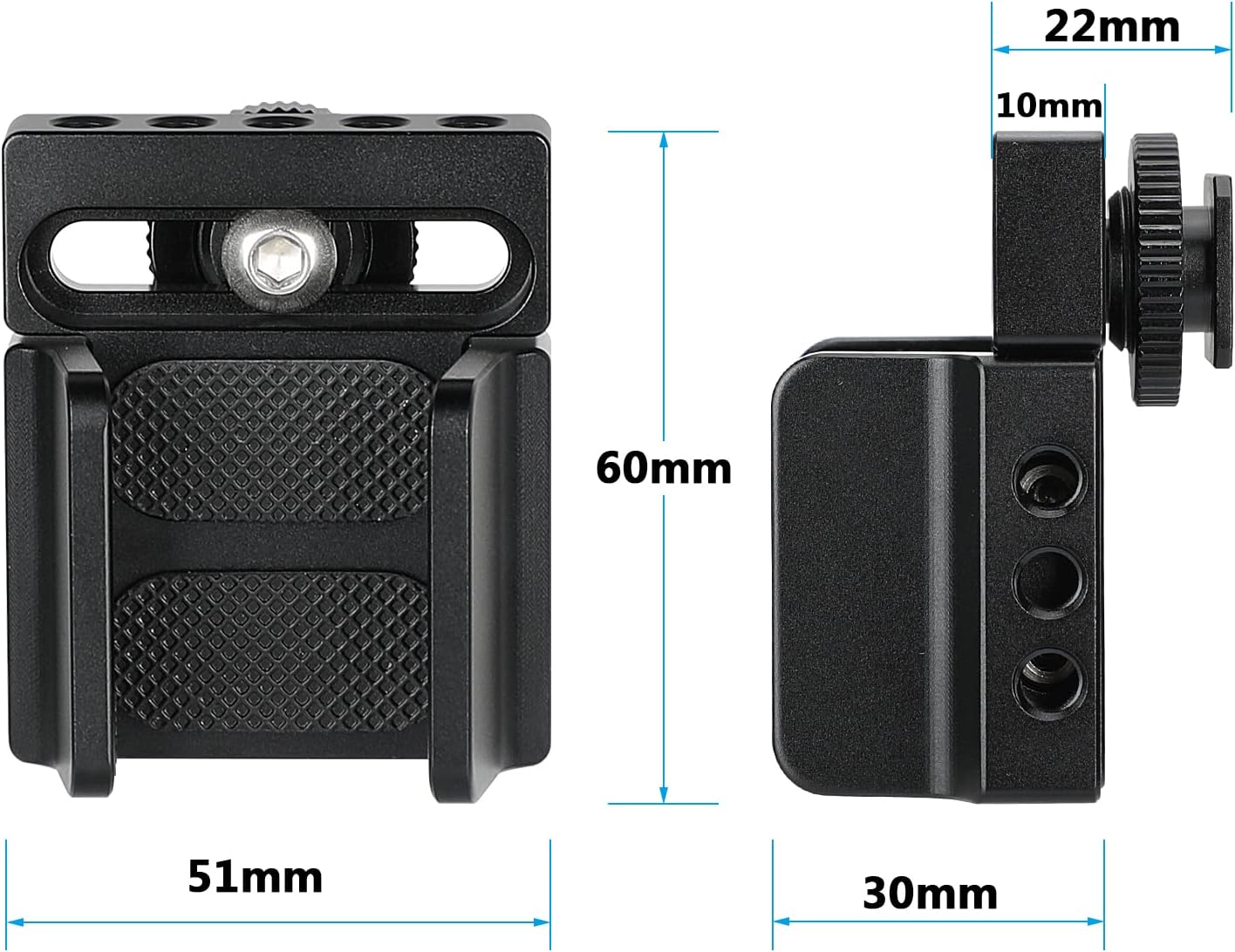 CAMVATE Universal SSD Holder Clamp Adjustable Width (33mm ~ 60mm) with 1/4"-20 Mounting Points & Shoe Mount Connector - 3011