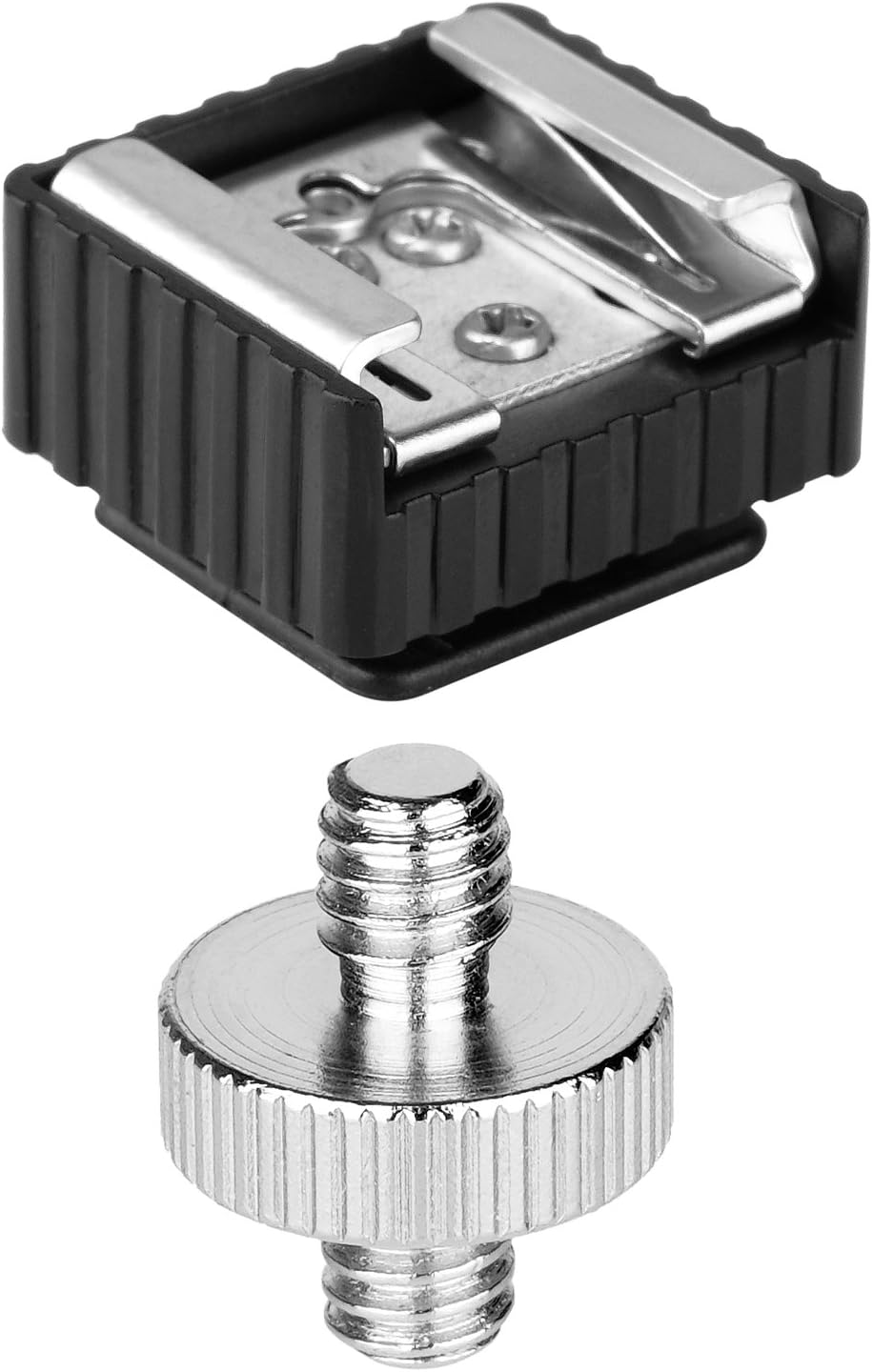 2Pack Flash Hot Shoe Mount Adapter to 1/4 Thread Hole with 1/4"-20 Male to 1/4"-20 Male Tripod Screw Adapter for Flash Holder Bracket Light Stands Umbrella Holder Flash Bracket,Strong &Solid (Update)