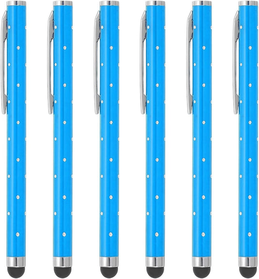 PATIKIL Stylus Pens for Touch Screens, 6 Pcs High Precision Universal Bling Stylus Crystal Metal Capacitive Pen for Touch Screen Devices Phone Tablets Laptop, Blue