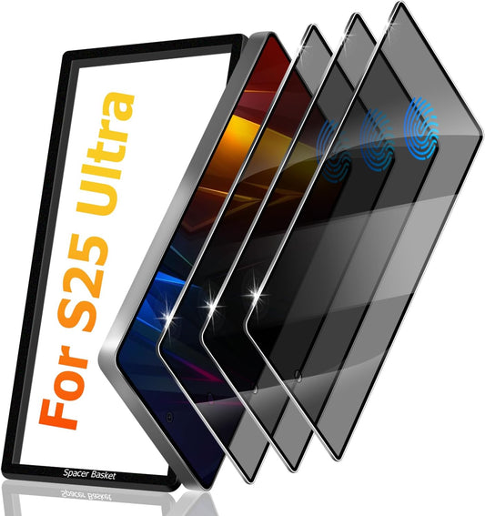 3 Pack Galaxy S25 Ultra Privacy Anti spy Screen Protector, ,9H Hardness Tempered Glass,Anti-Glare Anti-Scratch, Smooth and Responsive Absolute, No Bubbles,High Definition Clear,With Installation Frame