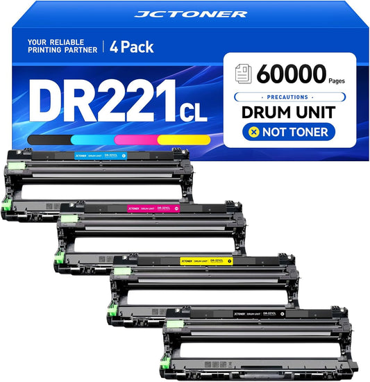 DR221CL DR-221CL Drum Unit Set 4 Pack High Yield Replacement for Brother Color DCP-9020CDN HL-3140CW HL-3150CDW HL-3170CDW HL-3180CDW MFC-9130CW MFC-9330CDW MFC-9340CDW HL-3180CDW Printer Black Color