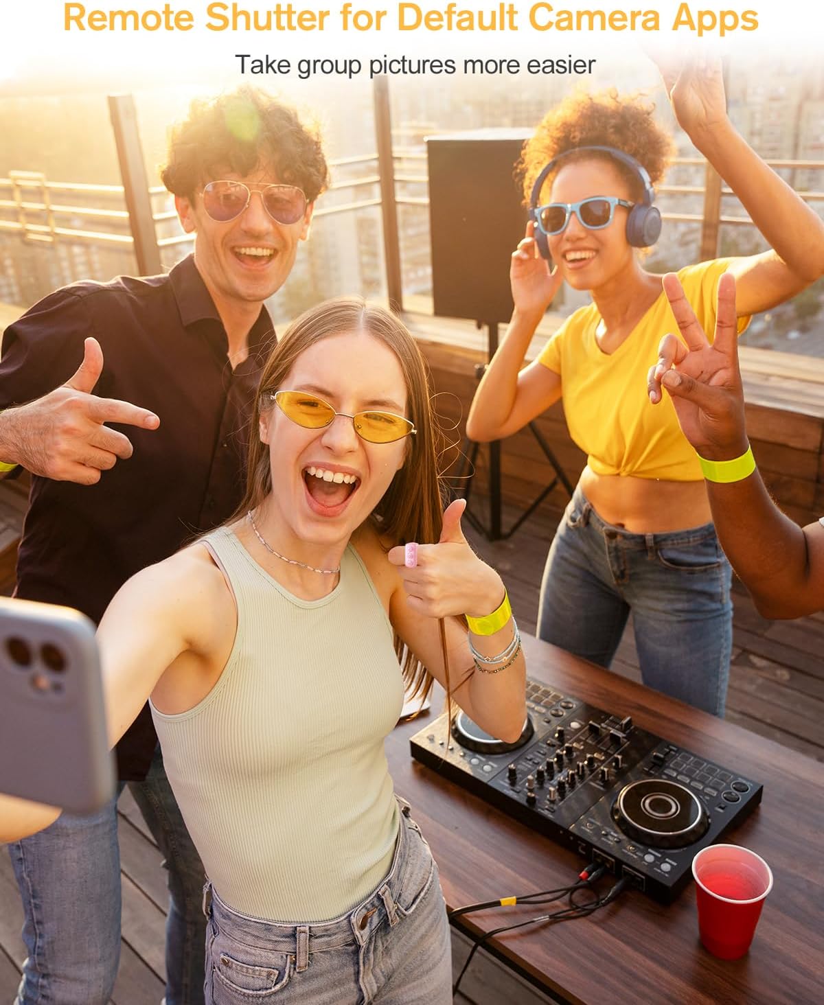 ADZERD Remote Control for TikTok, Page Turner for iPhone/iPad, Bluetooth Camera Video Recording Remote, Scrolling Ring for TIK Tok, Compatible with iOS/Android Phones & Tablets - Pink