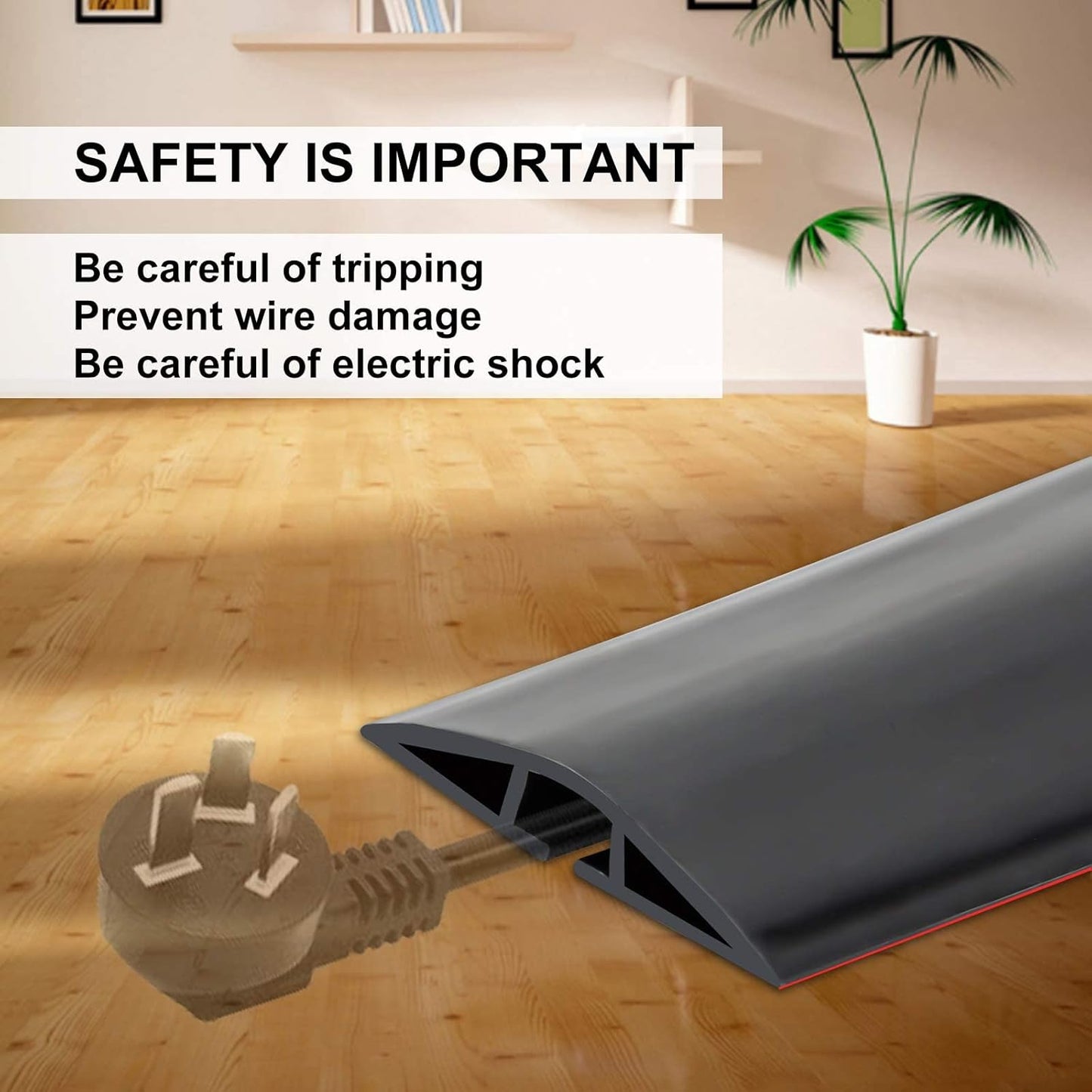 6.5Ft Floor Cord Cover Silicone Cable Protector Easy to Install Wire Organizer and Hider Ideal Extension Cord Cover for Home, Office, Garage (Black-6.5Ft)