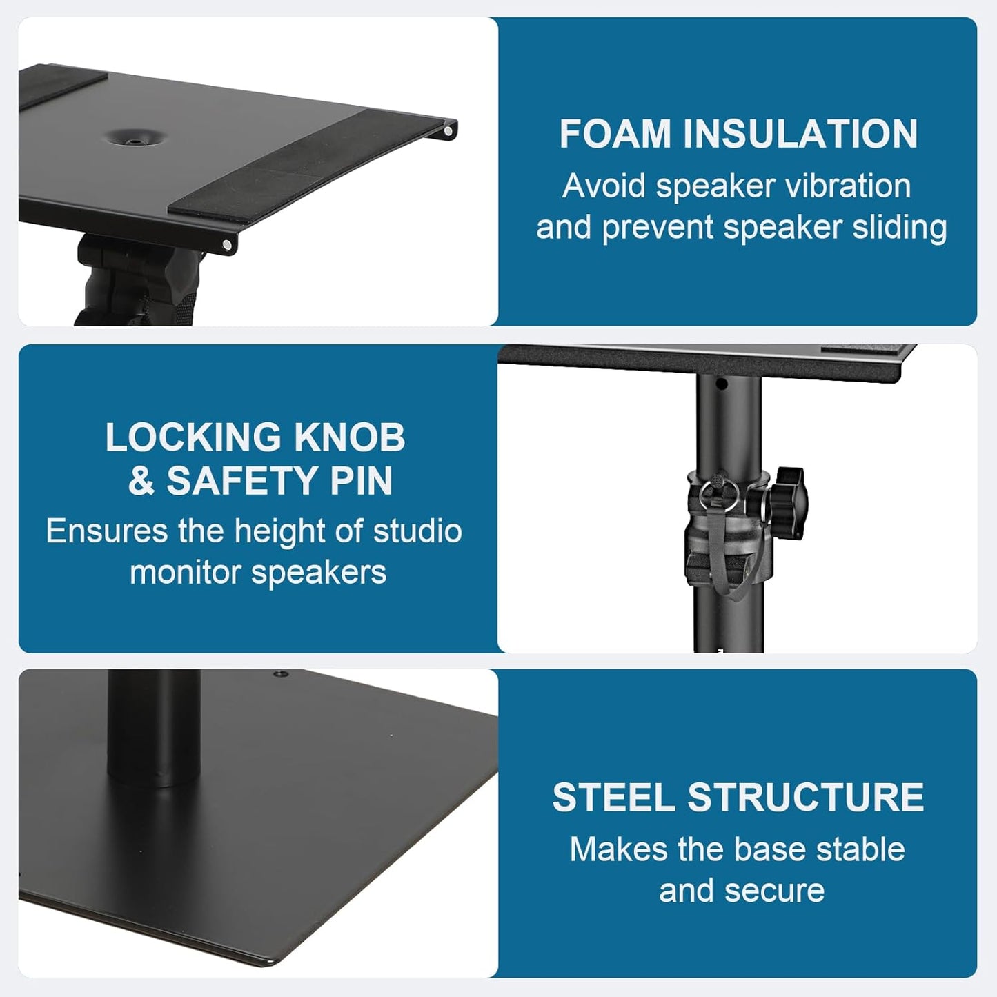 Set of 2 Desktop Studio Monitor Speaker Stands Bookshelf Speaker Stands
