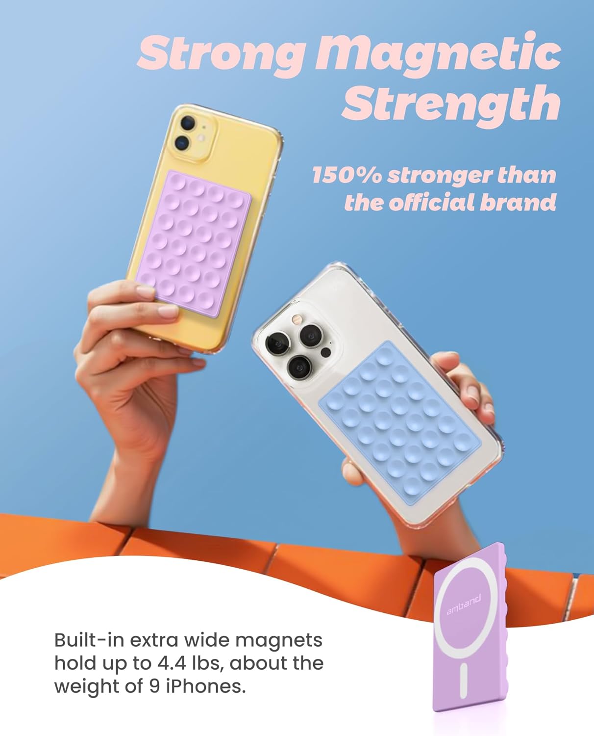 amBand Silicone Suction Phone Mount Trendy Stocking Stuffers for Women Mom, Detachable Sticky Holder for iPhone Cute Stylish Preppy Stuff for Selfie/Yoga/Dance, Lilac Purple