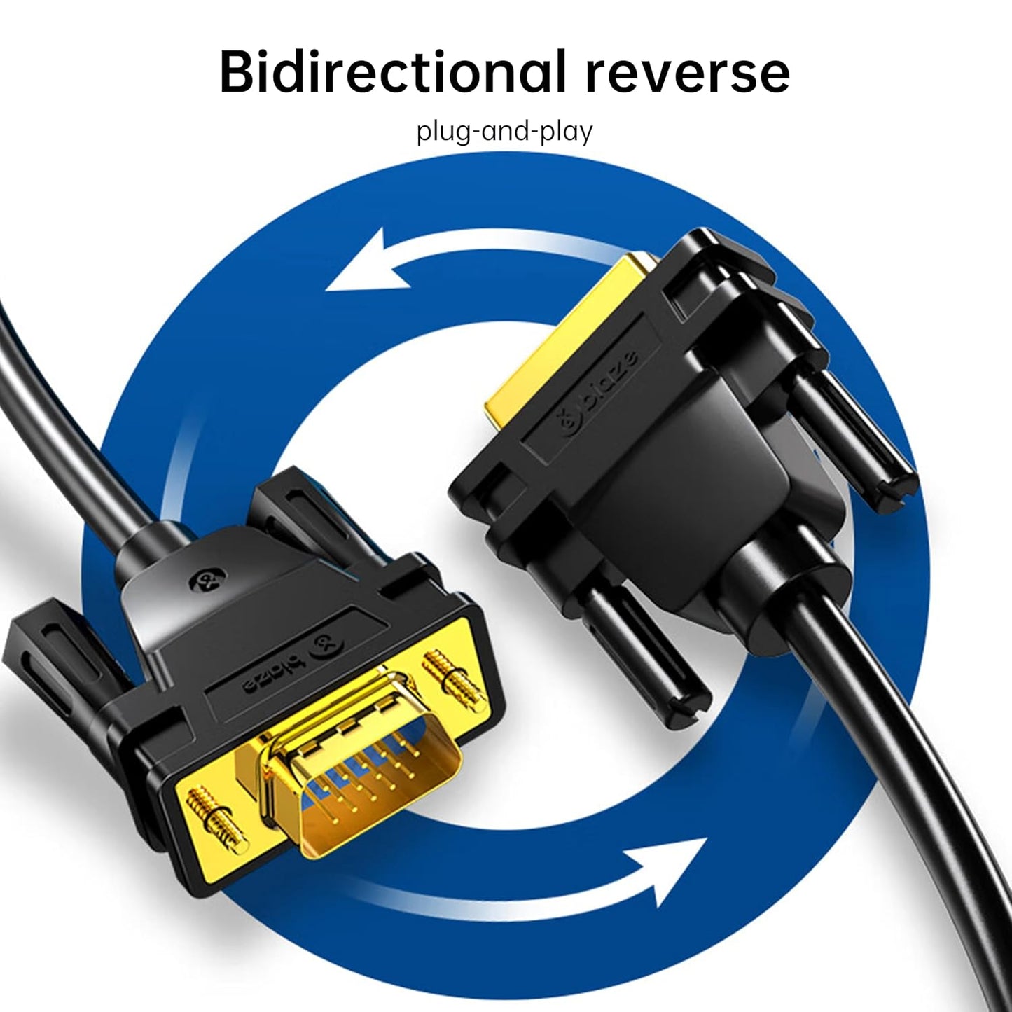 DVI to VGA Cable 6ft/1.8m [DVI-I 24+5 Pin Male to VGA Male] - Gold-Plated Connector for PC, Monitor, Projector - Compatible with Desktop, Laptop, GPU