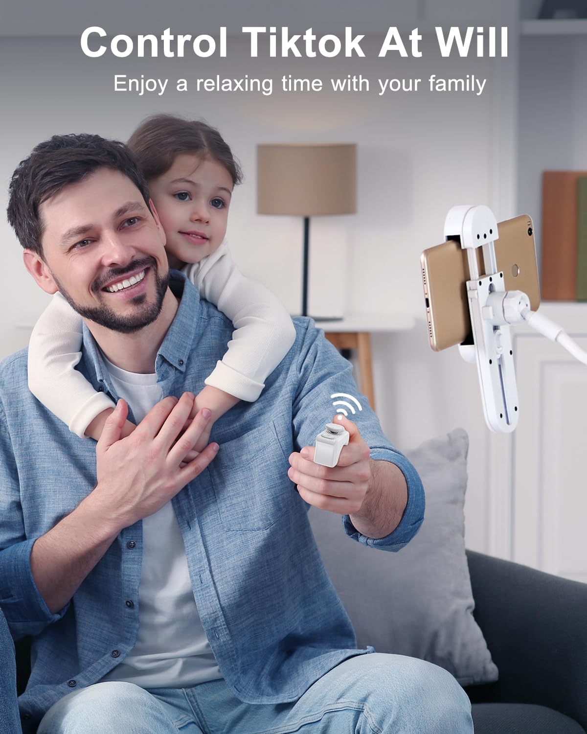 TikTok Scrolling Ring Remote Control, Camera Shutter Remote, Wireless Bluetooth Scrolling Ring for iPhone, iPad, iOS, Android - White