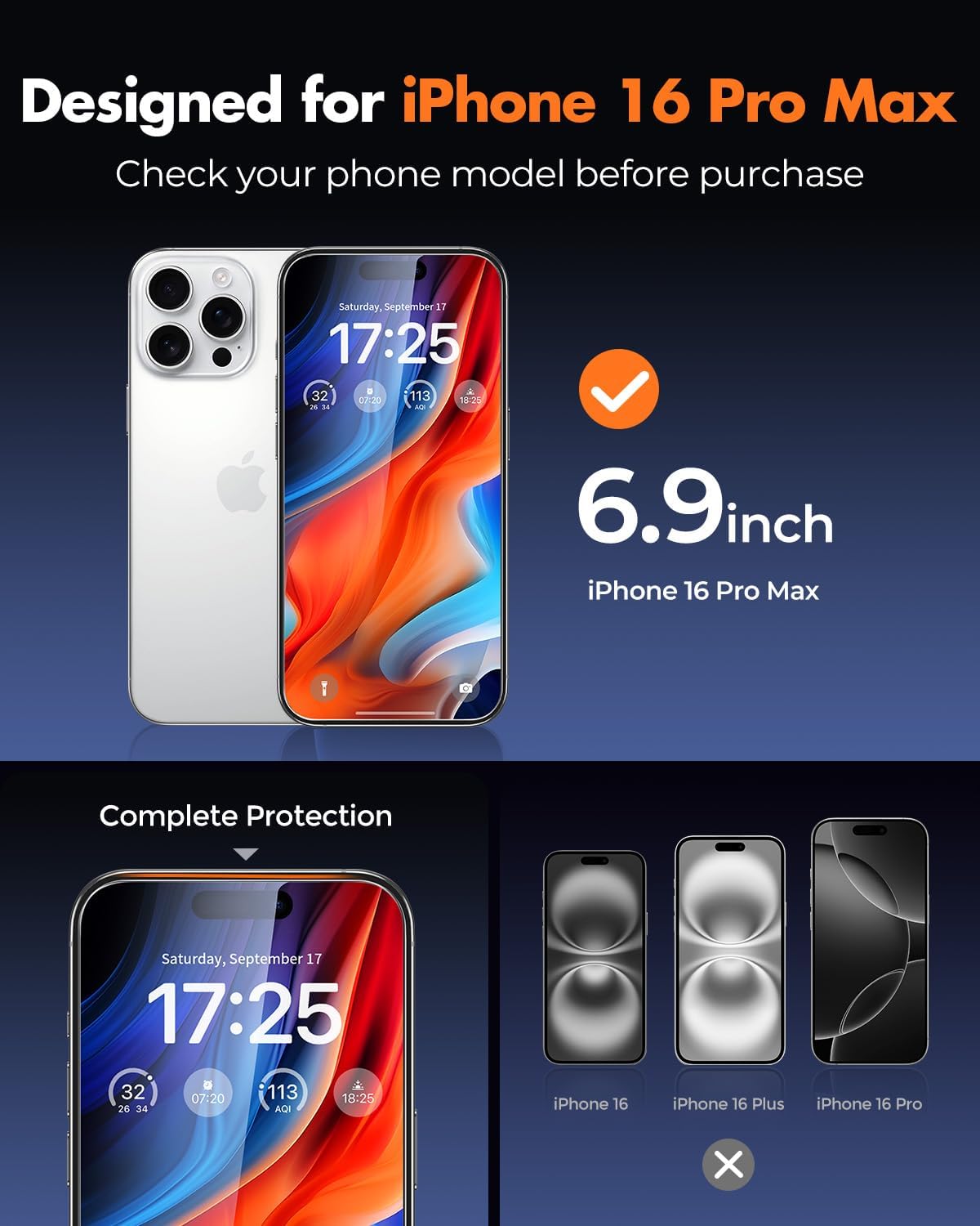 UNBREAKcable 2-Pack Screen Protector for iPhone 16 Pro Max, Double Shatterproof Tempered Glass [Easy Installation Frame] [9H Hardness] [99.99% HD Clear] [Case Friendly] for iPhone 6.9 inch