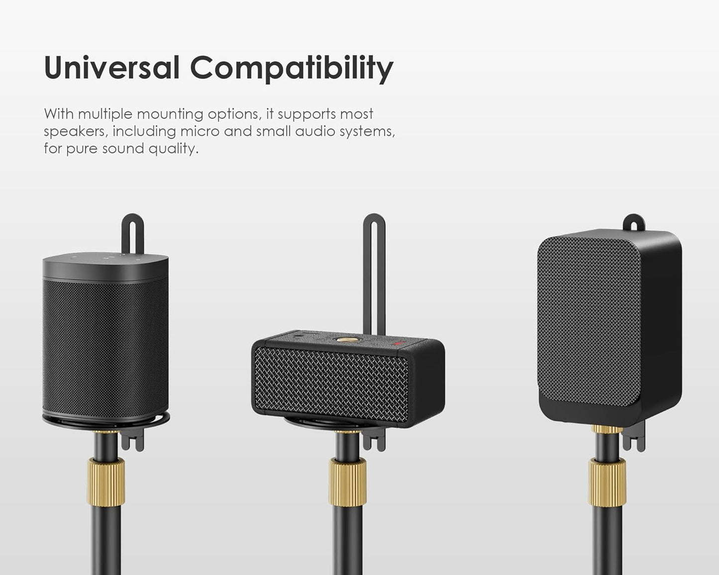 FITUEYES Design Universal Speaker Stand, Adjustable Height Speaker Stands Pair for Satellite & Small Bookshelf Speaker up to 11LBS, Extend 27.5” to 39.3” for Multi-Audio, Master Series