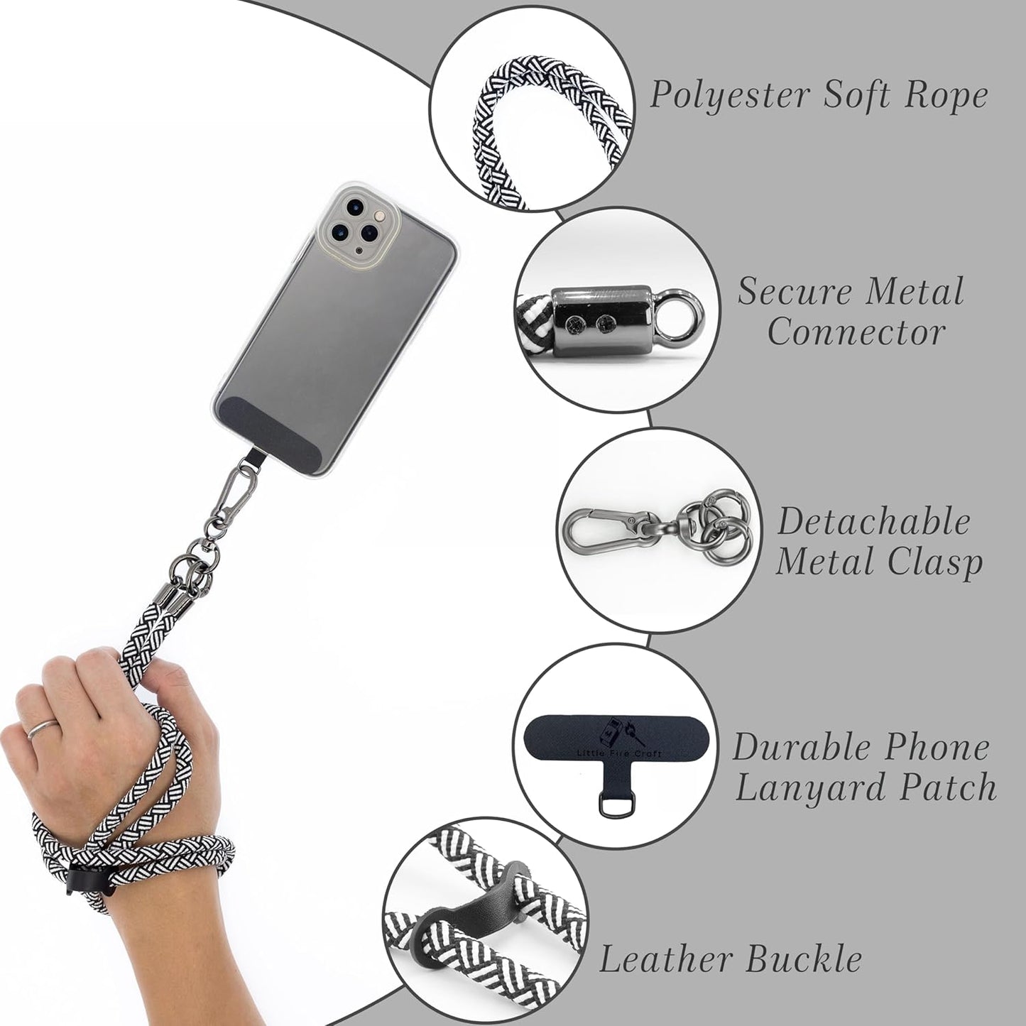 Phone Lanyard Universal Cell Phone Strap Crossbody Strap for iPhone Lanyard Around the Neck Extra Long Rope with Tether Tab for Men and Women (Zebra Black)