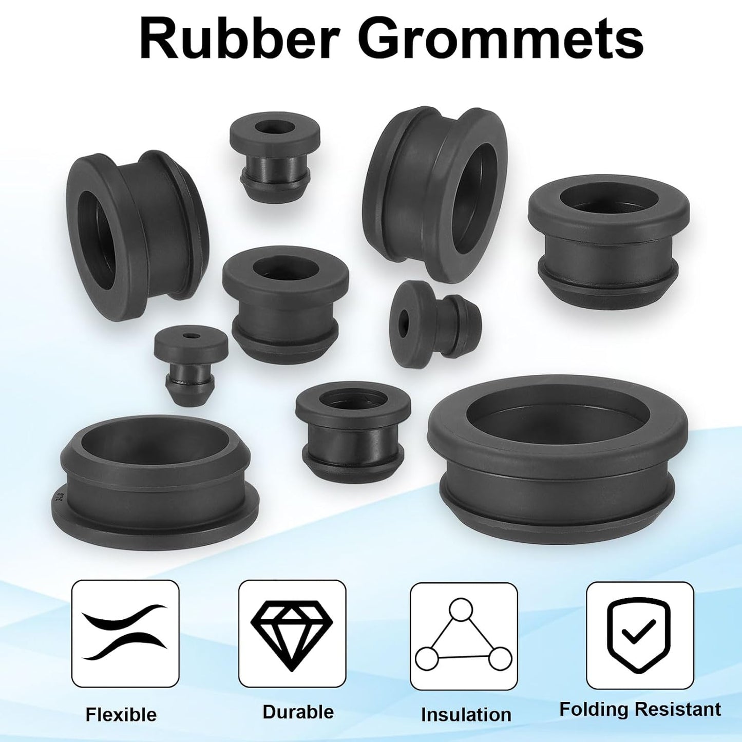 PATIKIL 8mm / 5/16 Inch Drill Hole,1/4 Inch ID Rubber Grommets, 15Pcs Top Hat Grommet for Wiring Eyelet Ring Gasket Automotive Firewall Cable Hole Plugs Wires Protection, Black