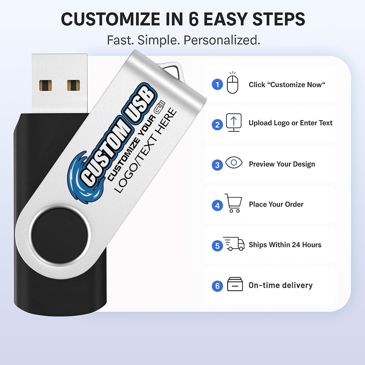 ABLAZE Personalized USB 64GB Flash Drive 10 Pack, USB 2.0 Custom Thumb Drives Personalized Pendrive Memory Stick (Mixcolors)